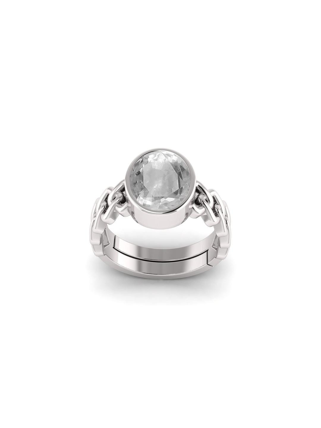 Todani Jems 4.25 Ratti Adjustable Ring White Sapphire Pukhraj Loose Gemfor Finger Ring