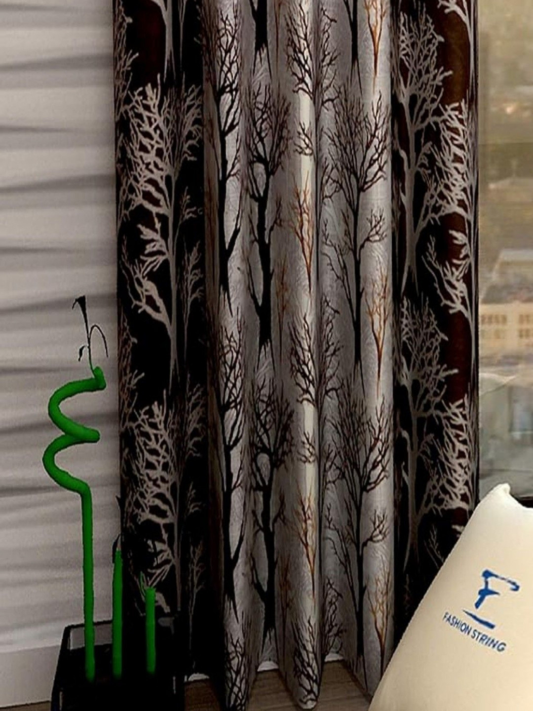 Lunar Days Brown 95% Room Darkening Door Eyelet Ring Curtains