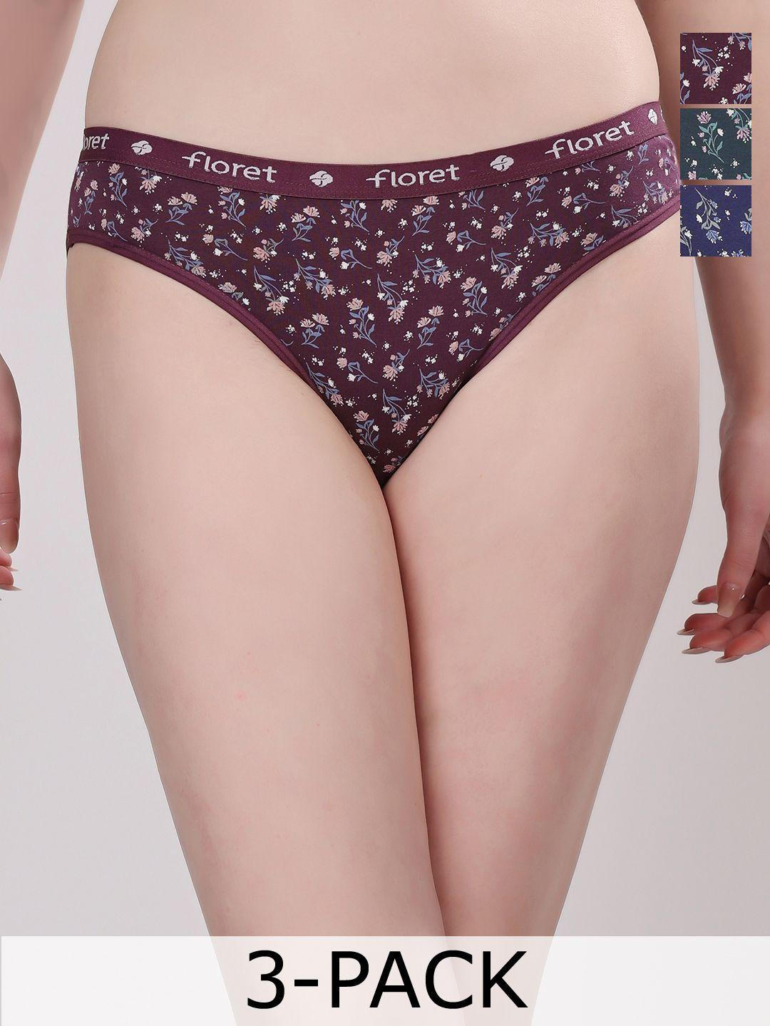 Floret Set Of 3 Bikini Low-Rise Briefs