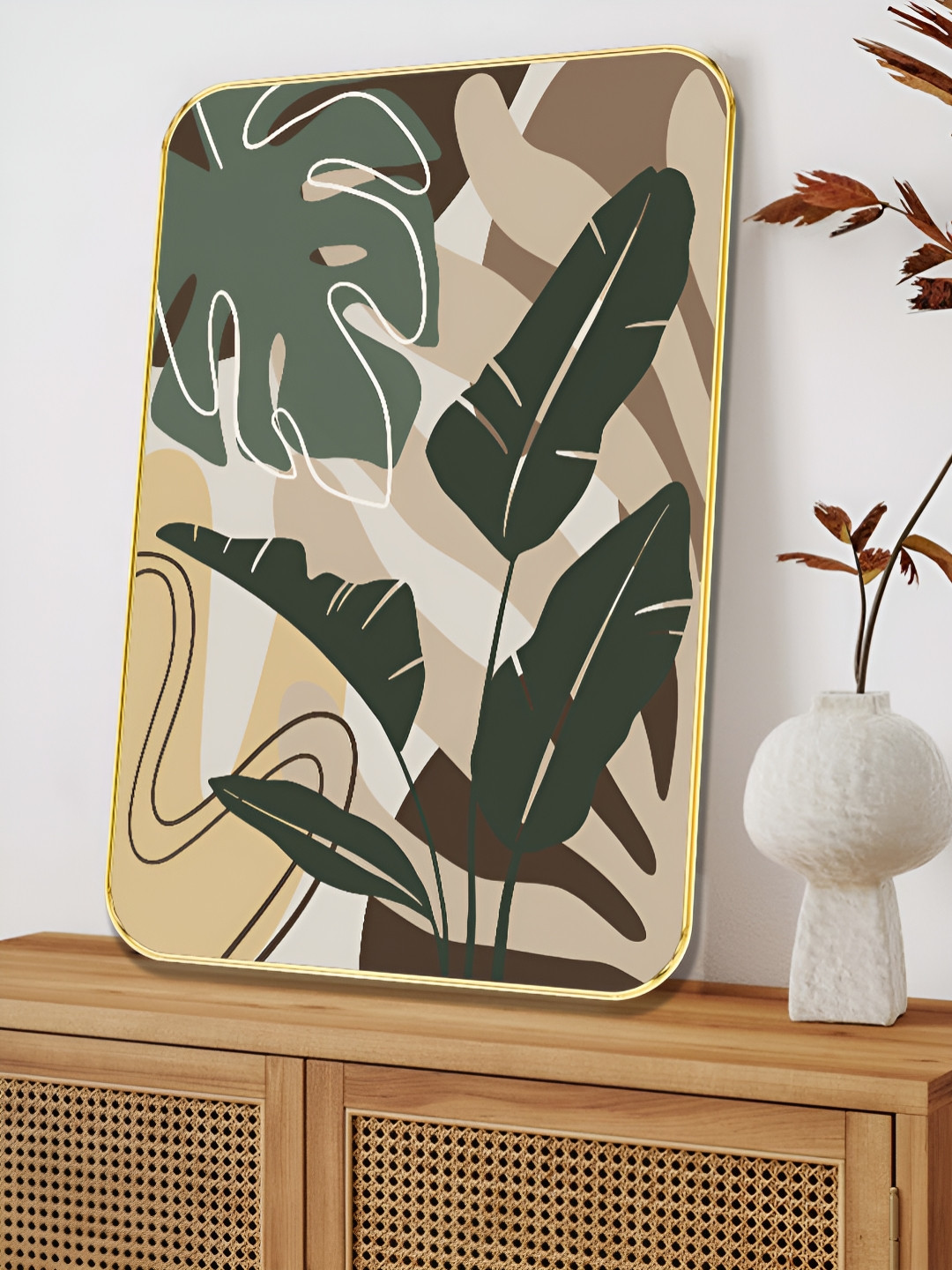SAF Tropical Wood Wall Rectangle Paintings Wall Art - 24 x 18 In