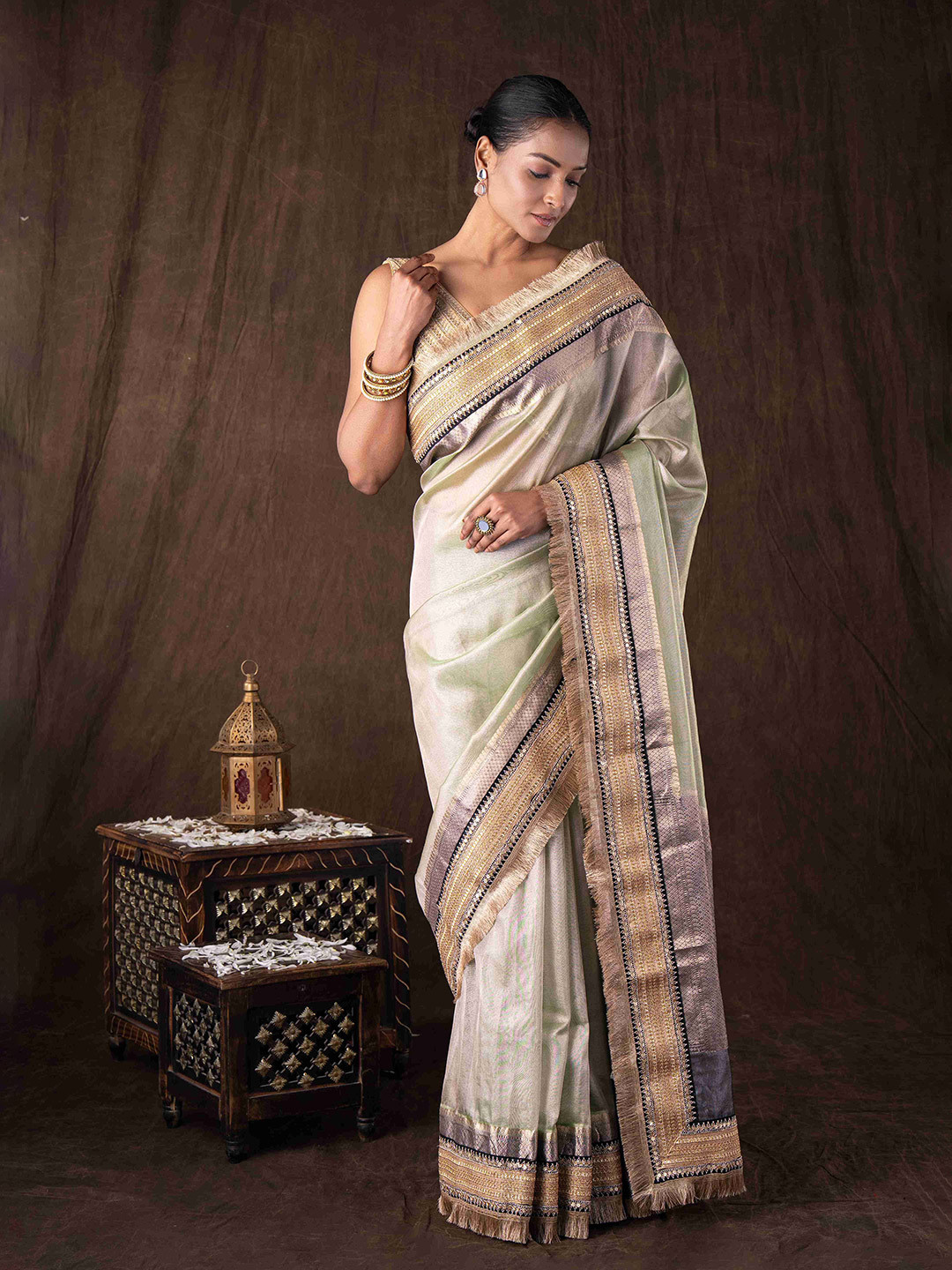 Zal from Benaras Sequinned Tissue Banarasi Handwork Saree