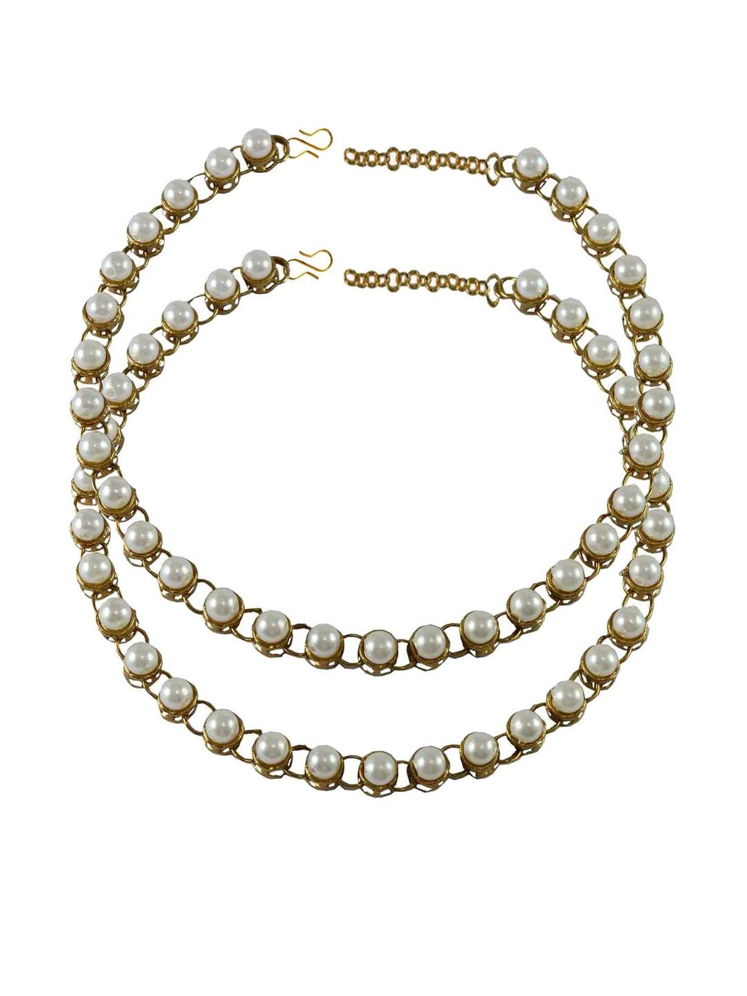 Vidhya Kangan White Moti-Gold Plated Brass Anklet