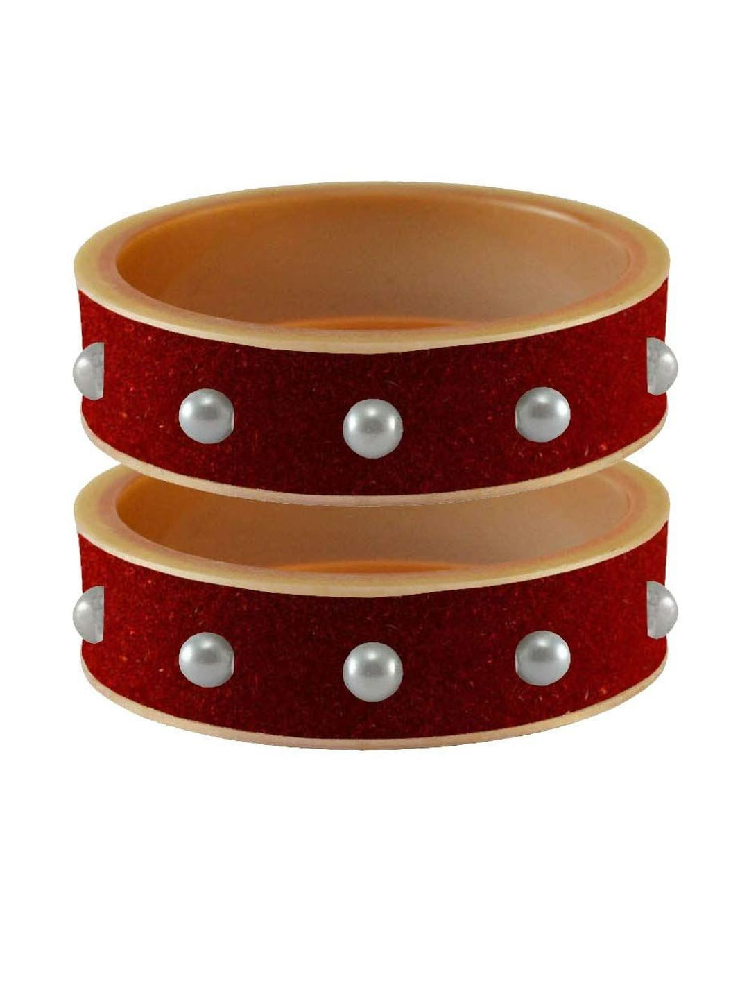 Vidhya Kangan Red Moti Stud Acrylic Bangle