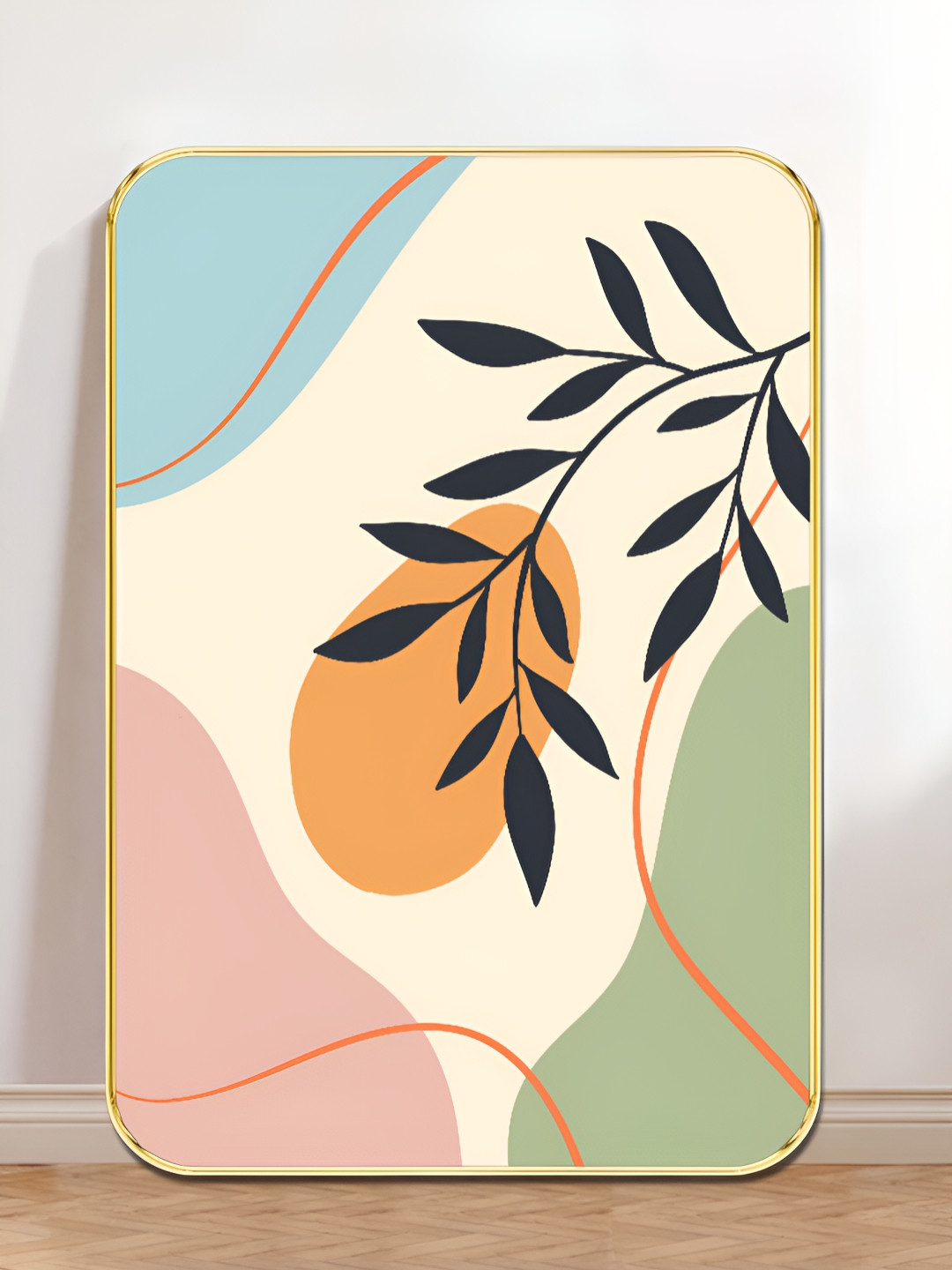 SAF Abstract Leaf Wood Wall Rectangle Paintings Wall Art - 24 x 18In