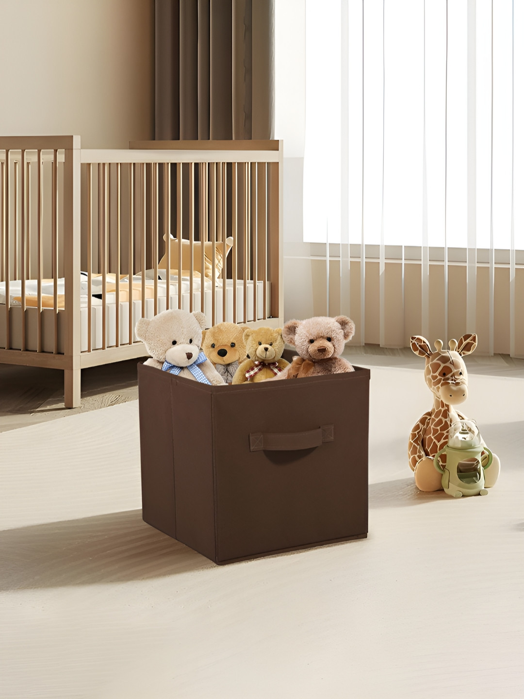 Aura Brown Non-Woven Wardrobe Clothe Storage Box Multi-Utility Organisers