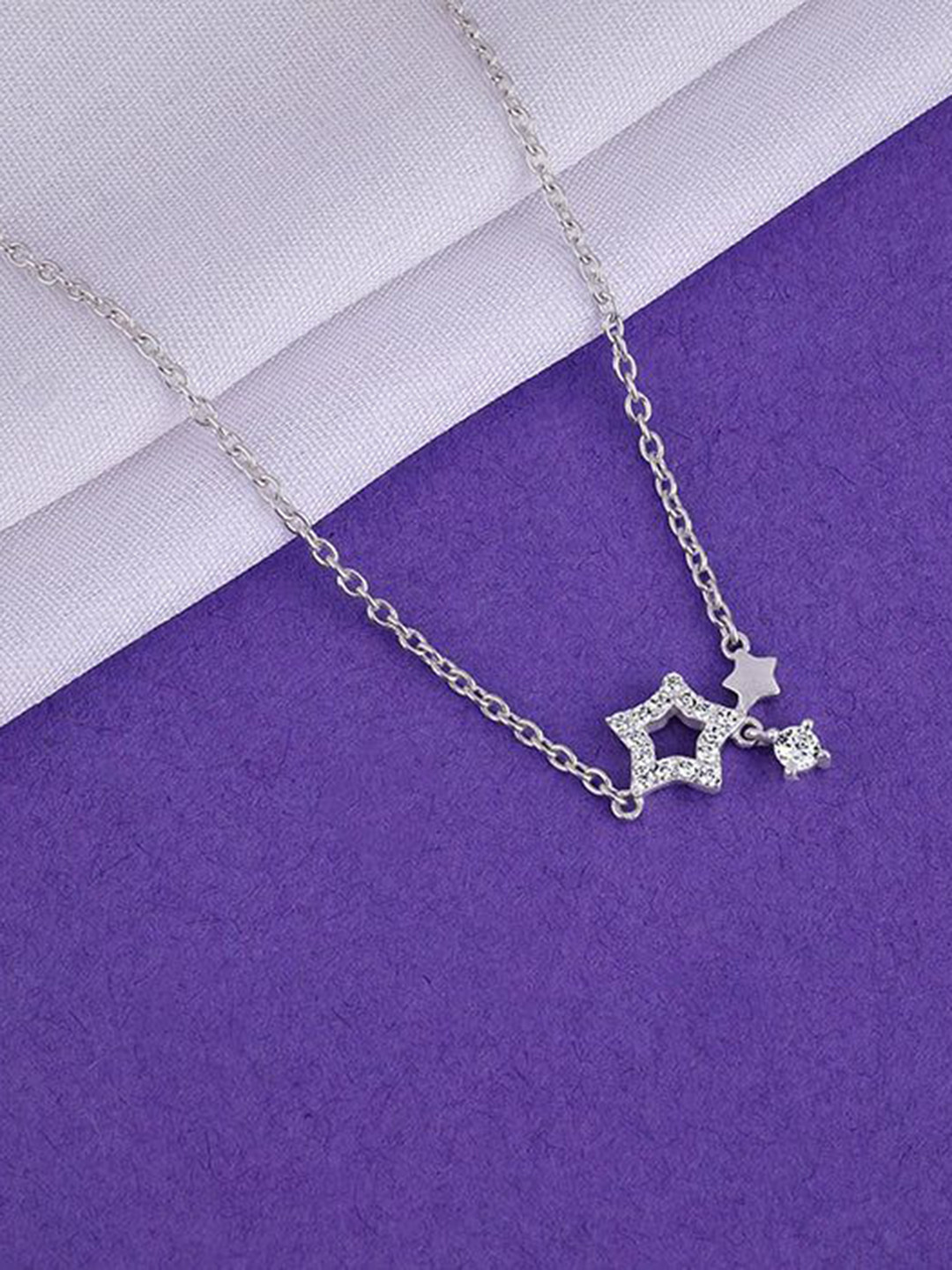 GIVA Magical Stardust 925 Silver-Plated Zircon Studded Necklace