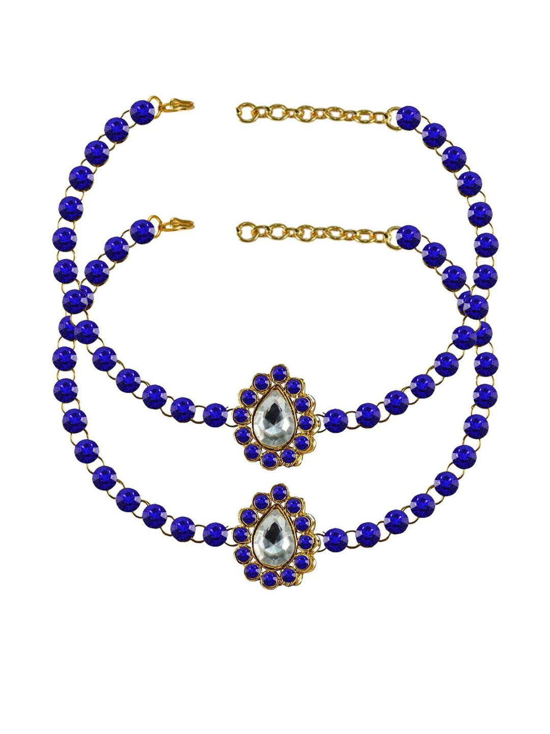 Vidhya Kangan Blue Stone Stud-Gold Plated Brass Anklet