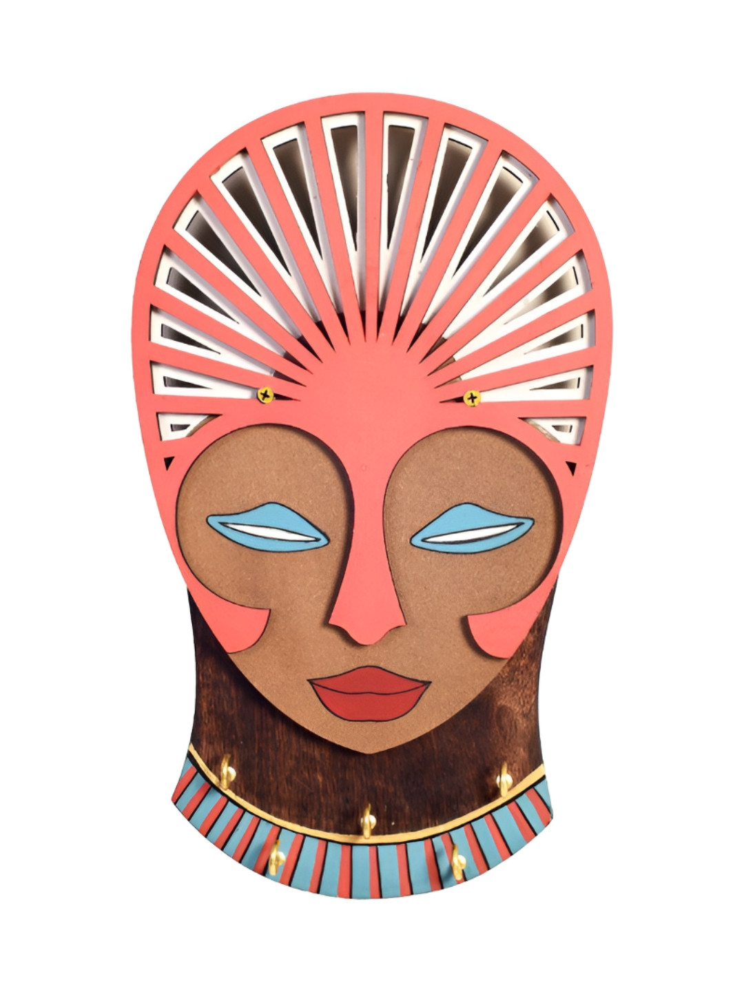 AAKRITI ART CREATIONS Pink & Brown Printed Wooden Viona Key Hanger