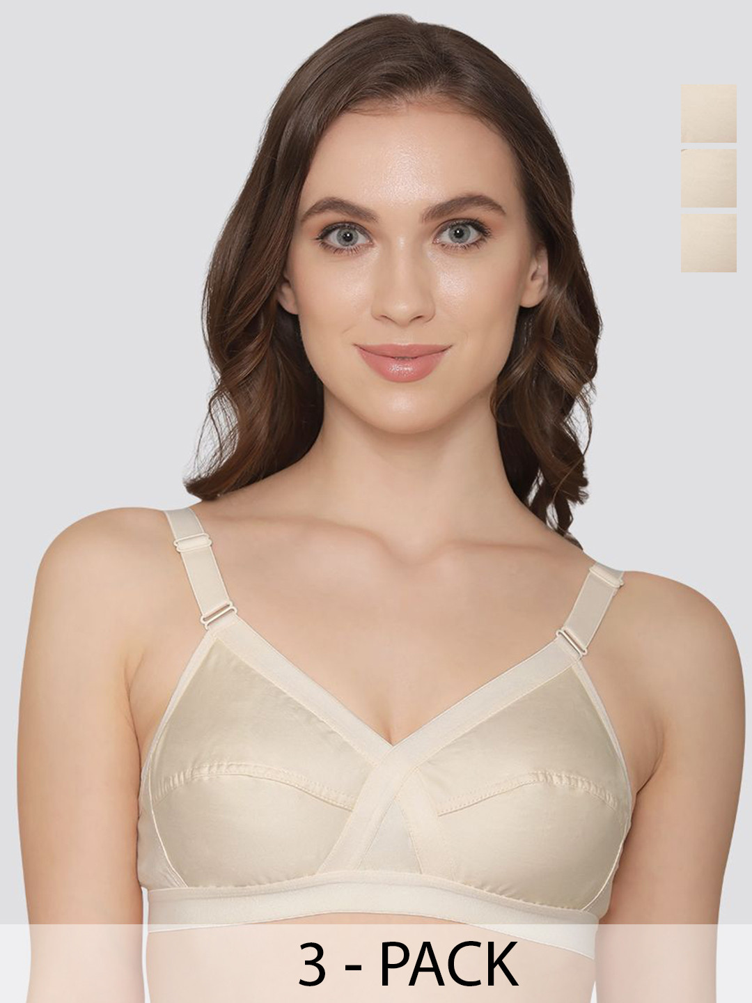 K LINGERIE Pack of 3 Cross Care Full Coverage Wirefree Minimizer Bra