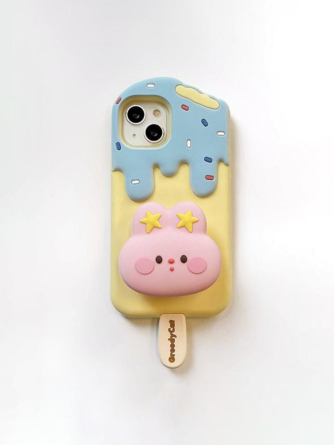 CASE CREATION 3D Ice Cream Cartoon iPhone 14 Cotton Candy with Phone Holder Back Case