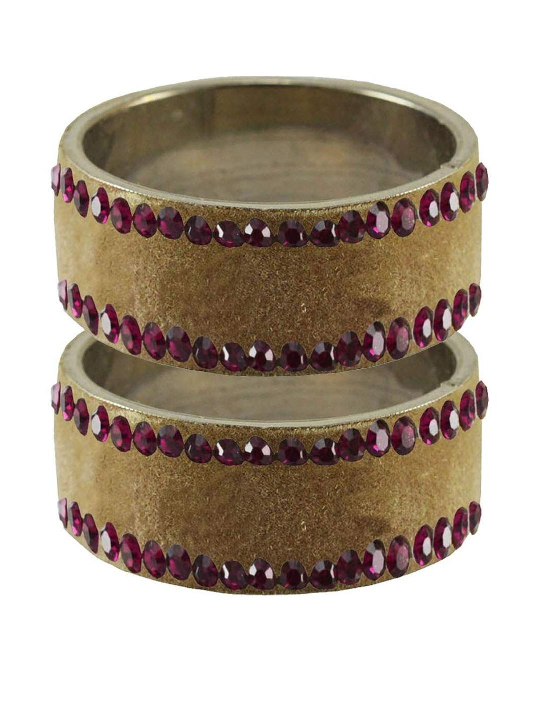 Vidhya Kangan Dark Cream Stone Stud Brass Bangle