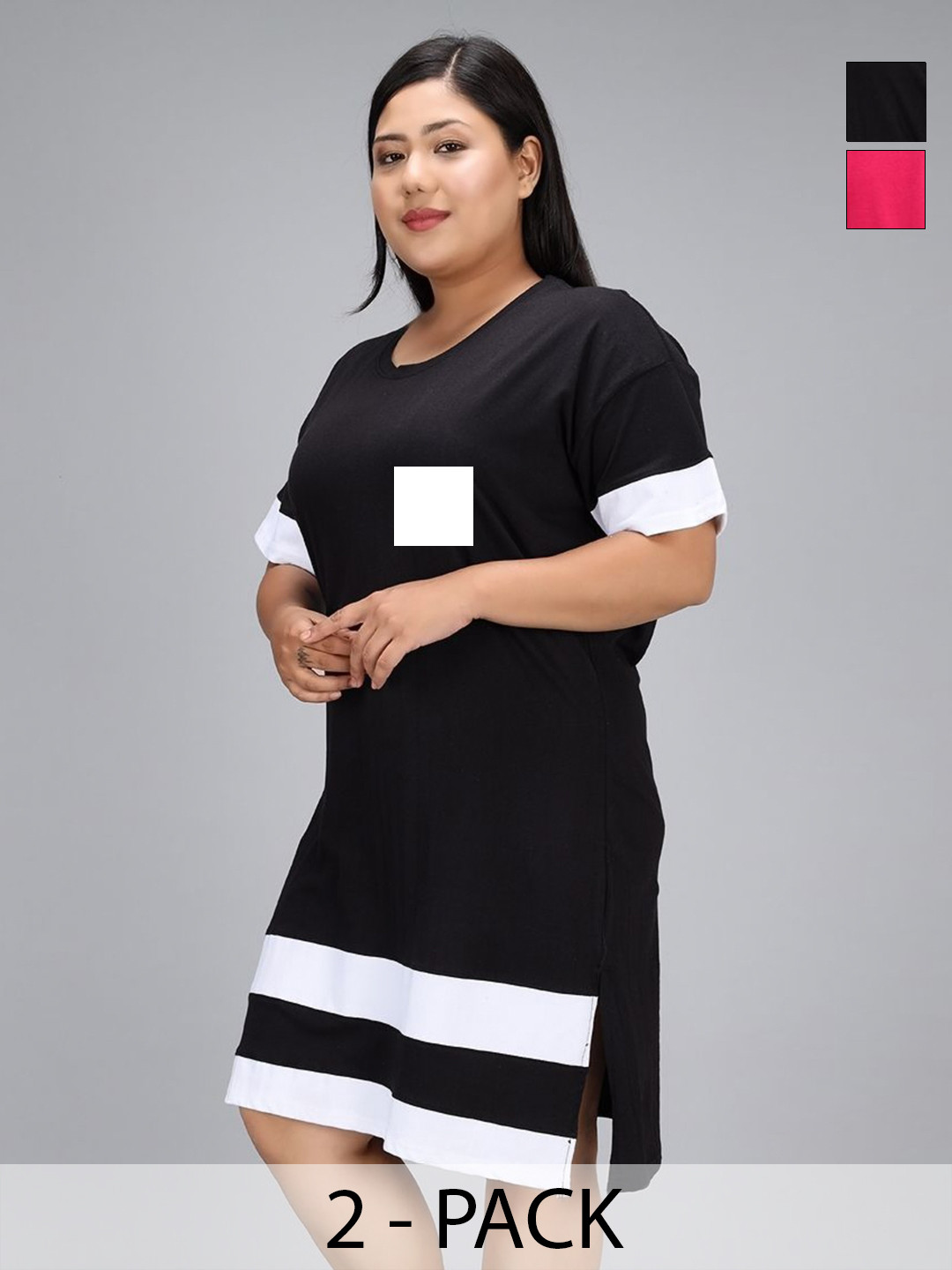 Christy World Pack Of 2 Plus Size T-shirt Nightdress