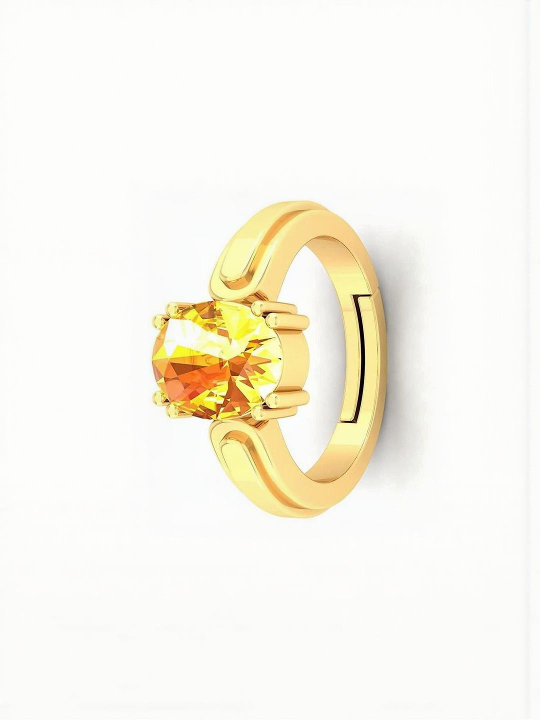 Sidharth Gems 5.25 Ratti 4.00 KT Yellow Sapphire Gold Plated Ring