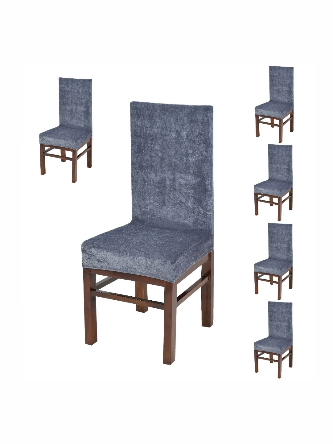 DECOR VATIKA Set Of 6 Grey Strechable Chair Covers