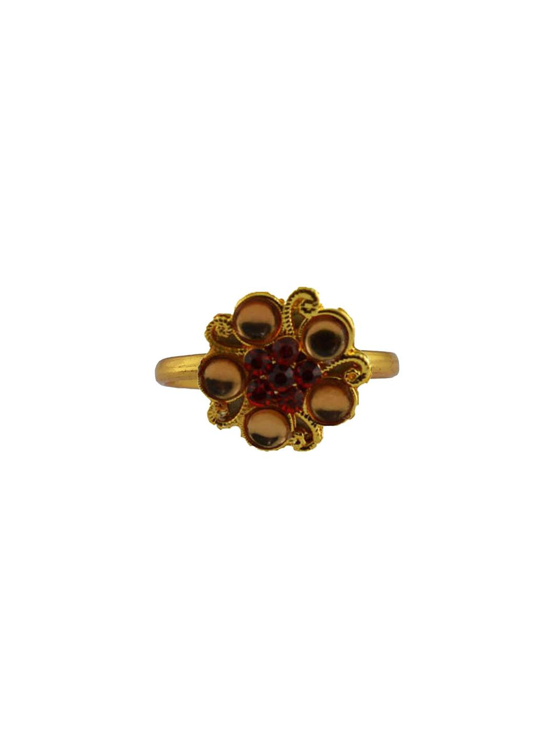 Multi Stone Stud-Gold Plated Brass Ring