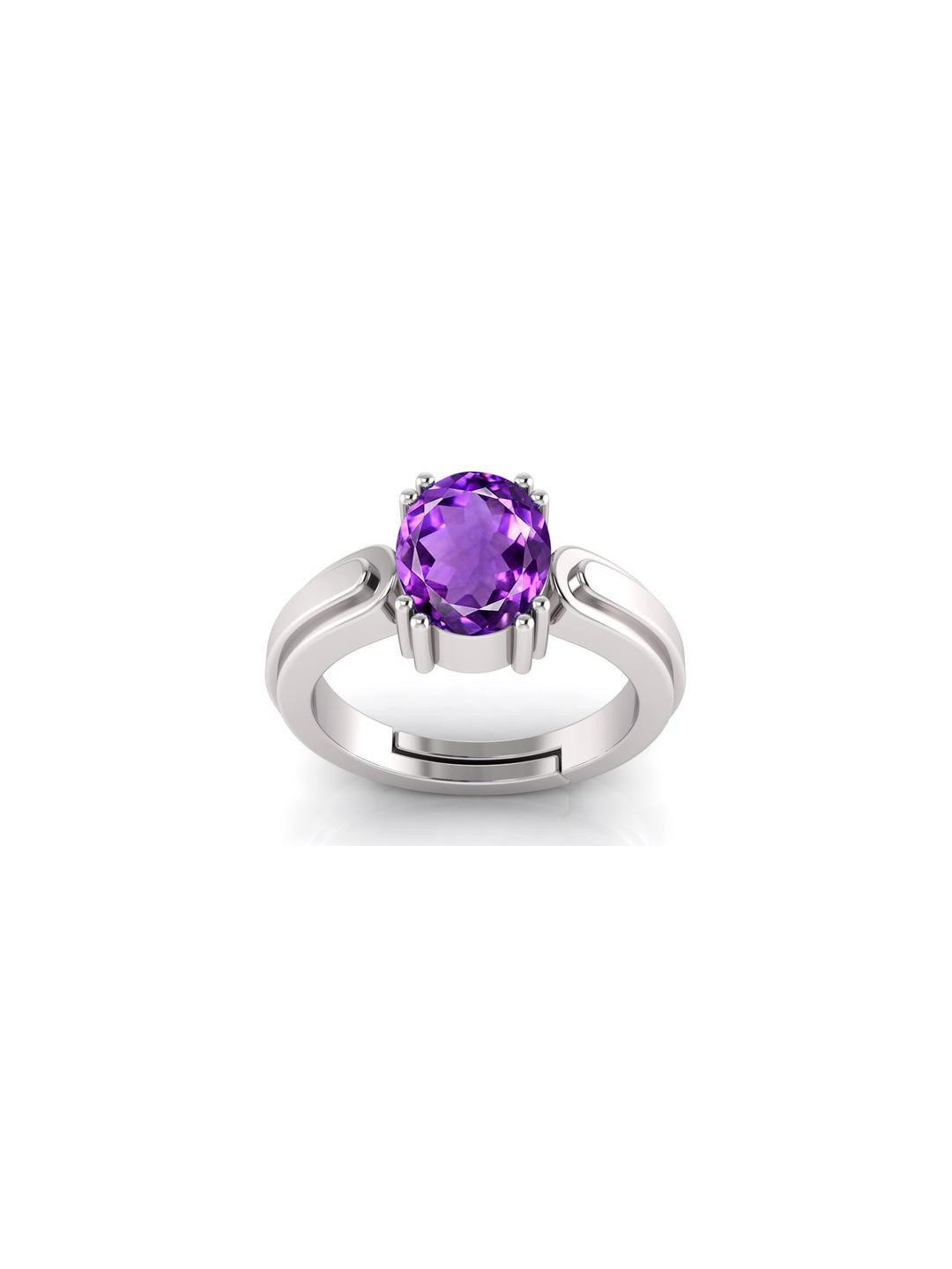 Pranjal Gems Unisex 10.25 Ratti 9.60 kt Amethyst  Sapphire Gemstone Adjustable Finger Ring