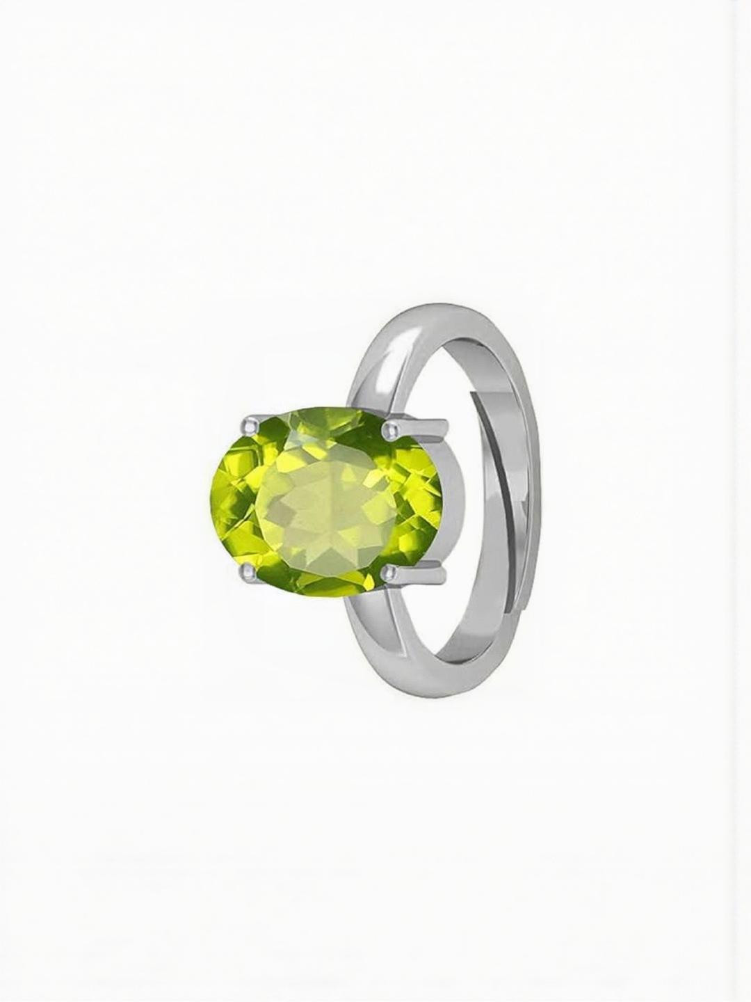 Sidharth Gems 7.25 Ratti 6.05 KT Green Peridot Gemstone Adjustable Anguthi Ring