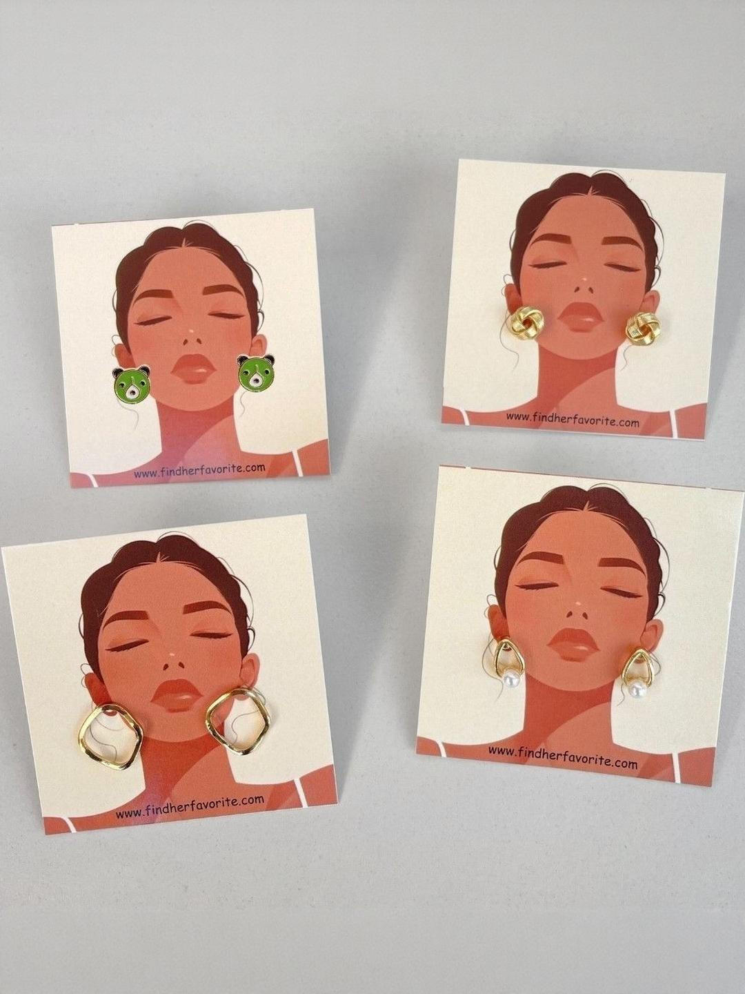 FindHerFavorite Set Of 4 Gold-Plated Contemporary Anti Ternish Studs