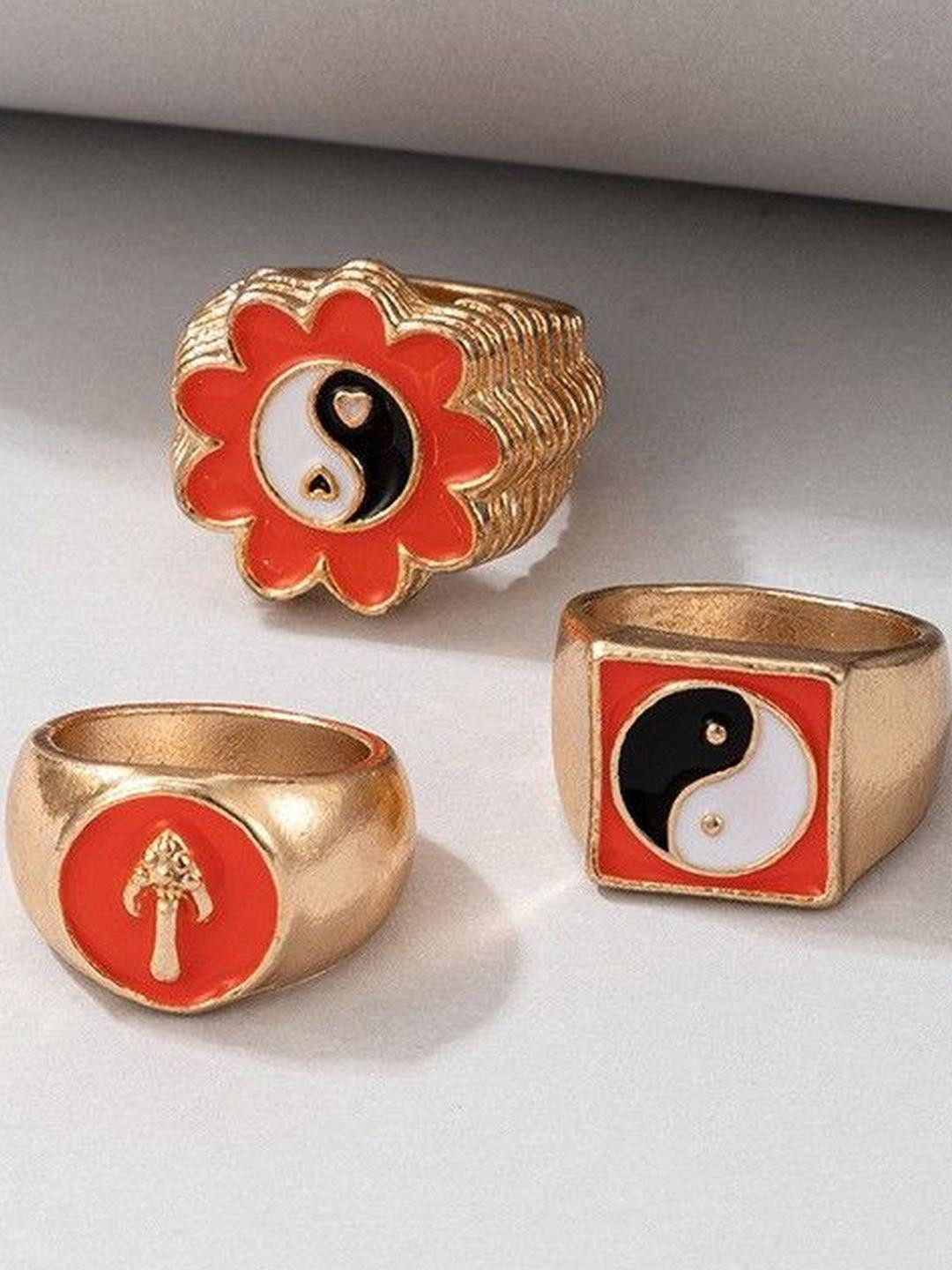 Arzonai Set of 3 Orange Rings