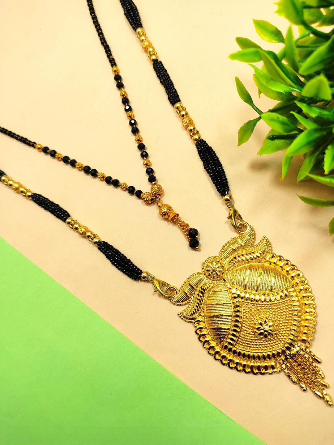 DIVYANSHI COLLECTION Gold-Plated Artificial Beads Mangalsutra