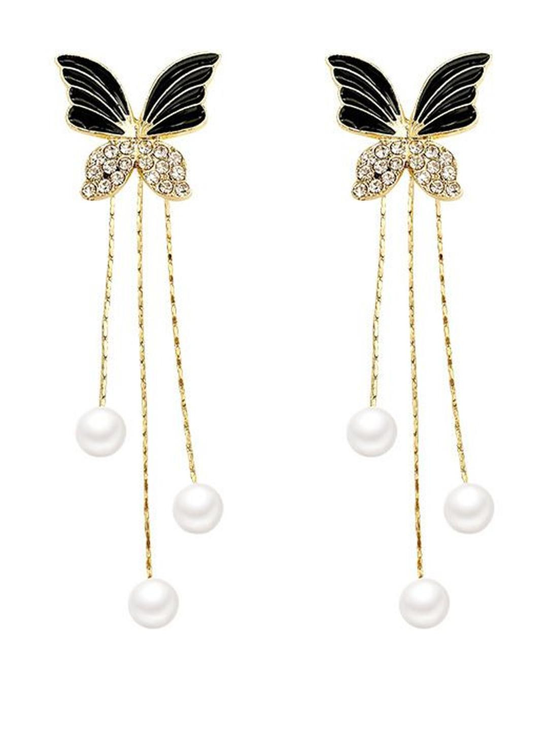 MEENAZ Butterfly Drop Earrings With Long Chain
