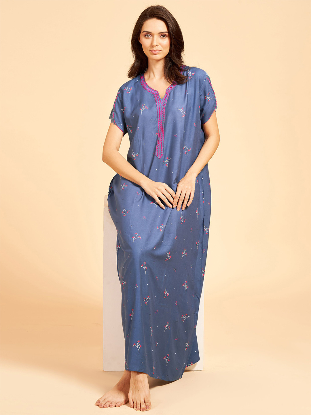 PASTEL CLIP Printed Maxi Nightdress