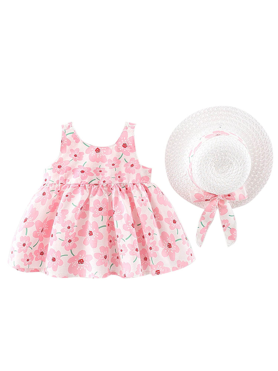 Bold N Elegant Flower Print Dress With Hat