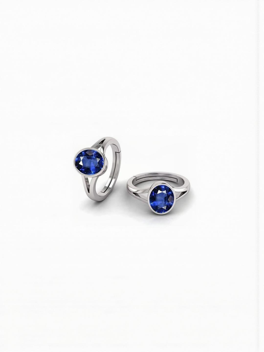 Sidharth Gems Silver Plated Brass Sapphire Ring
