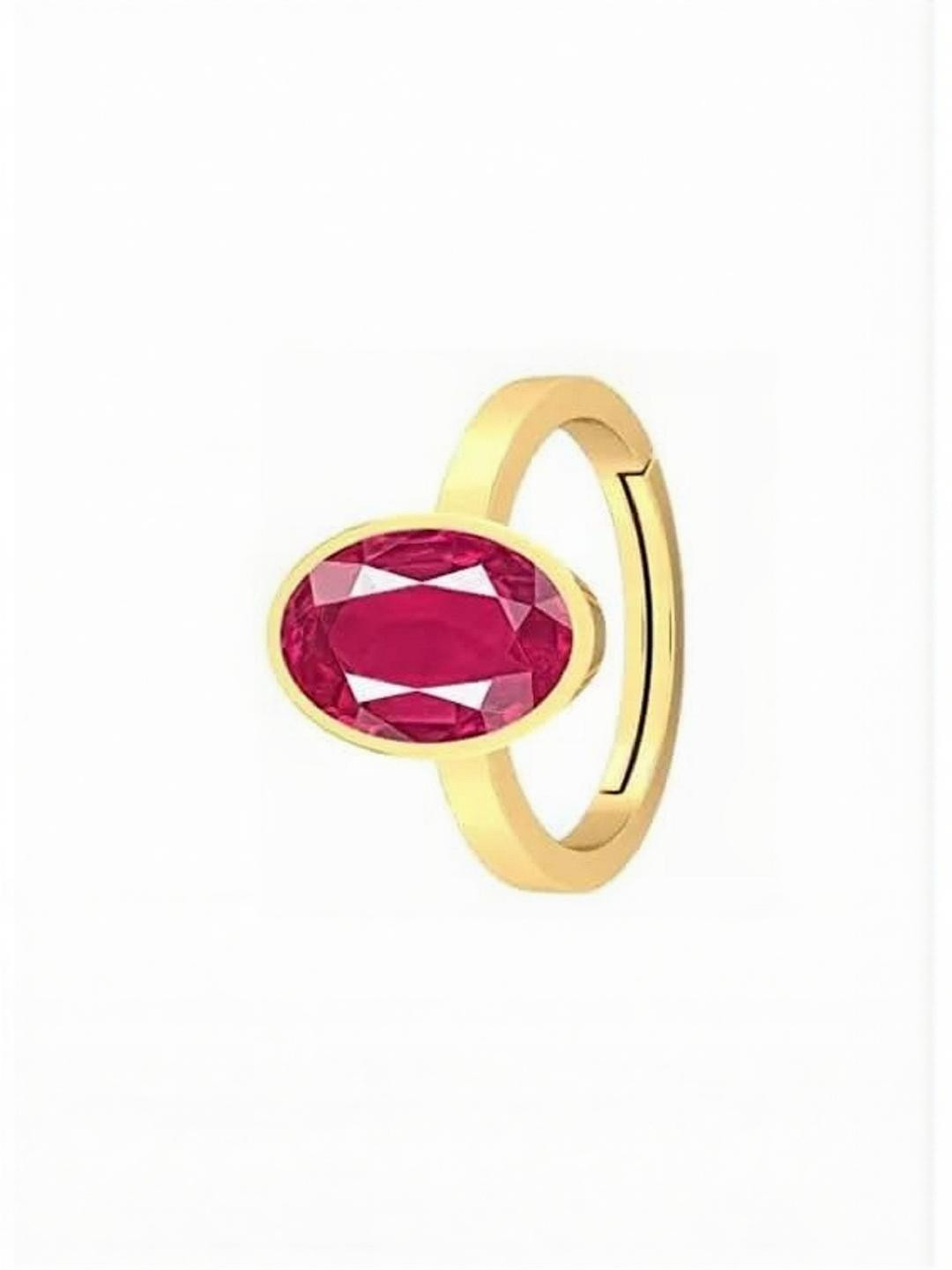 Sidharth Gems 4.00 KT Gold Plated Ruby Stone Ring