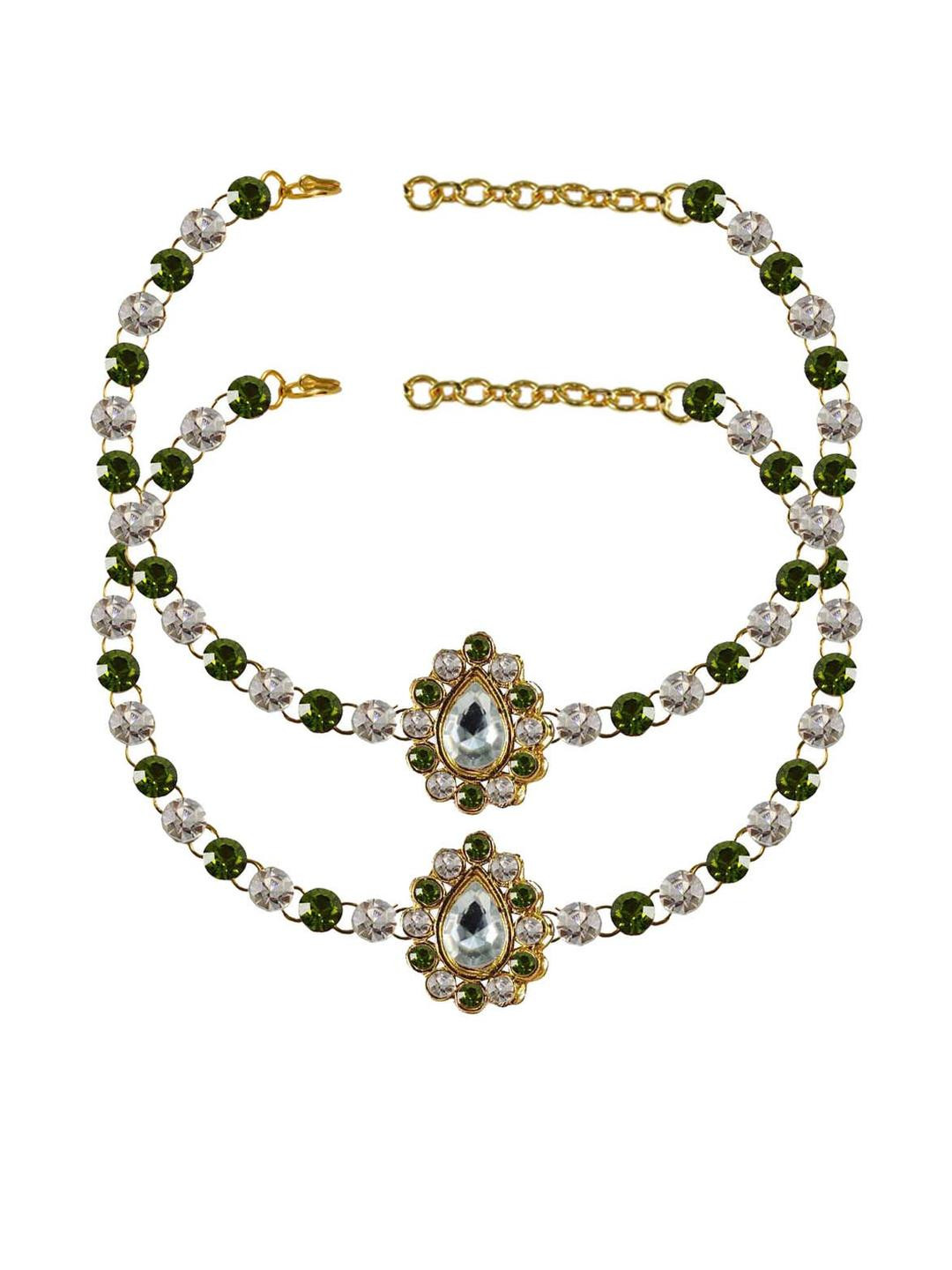 Vidhya Kangan Golden Kundun Stud-Gold Plated Brass Anklet