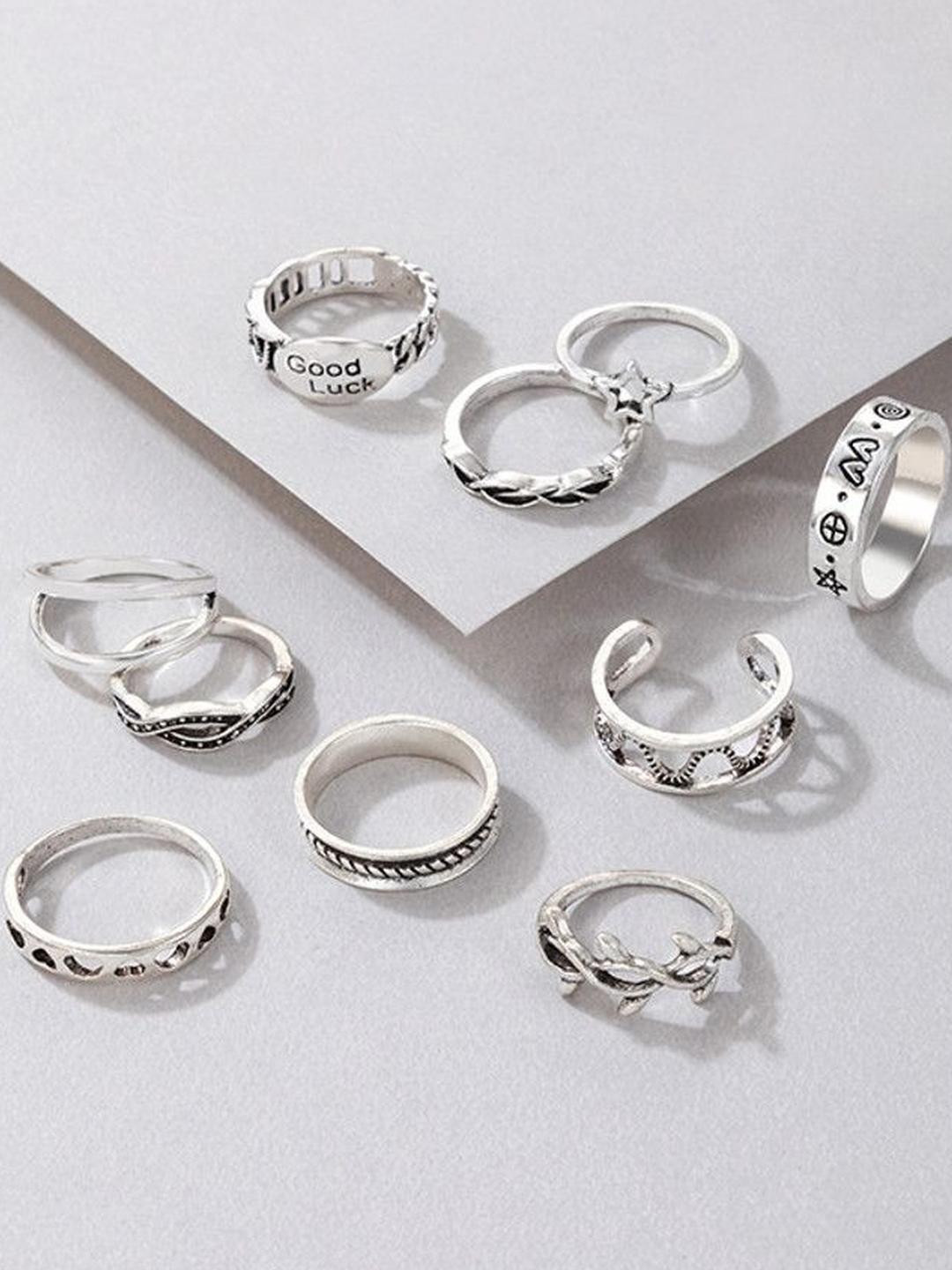 Arzonai Rings Set Steel Ring Set
