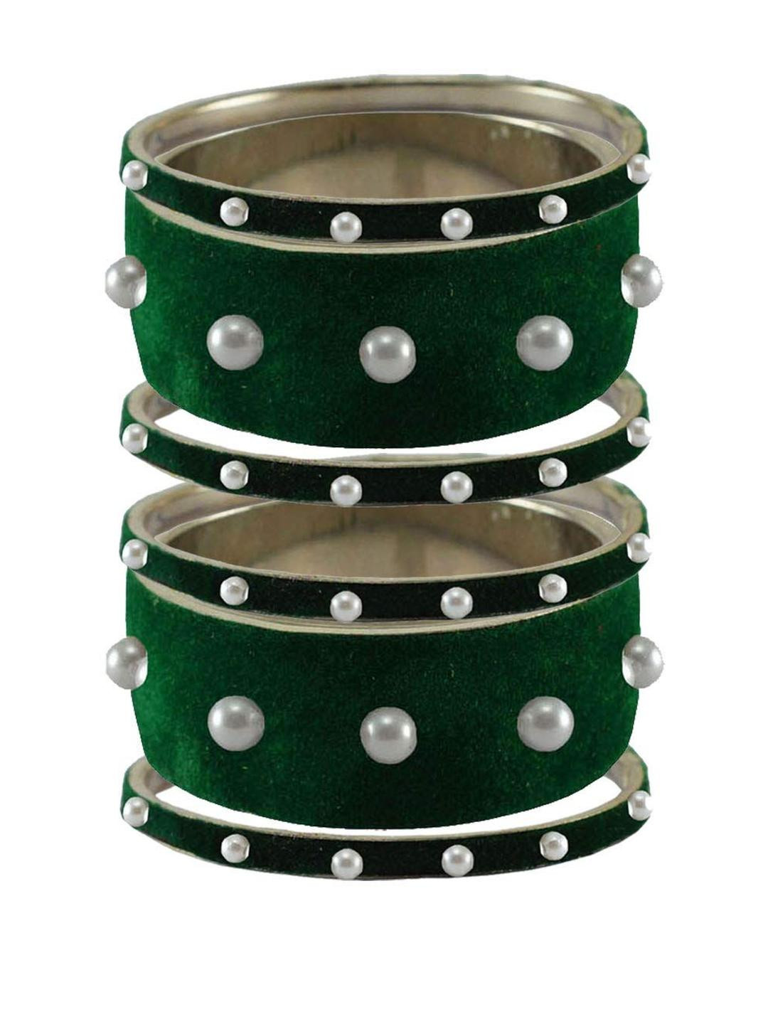Vidhya Kangan Green Moti Stud Brass Bangle