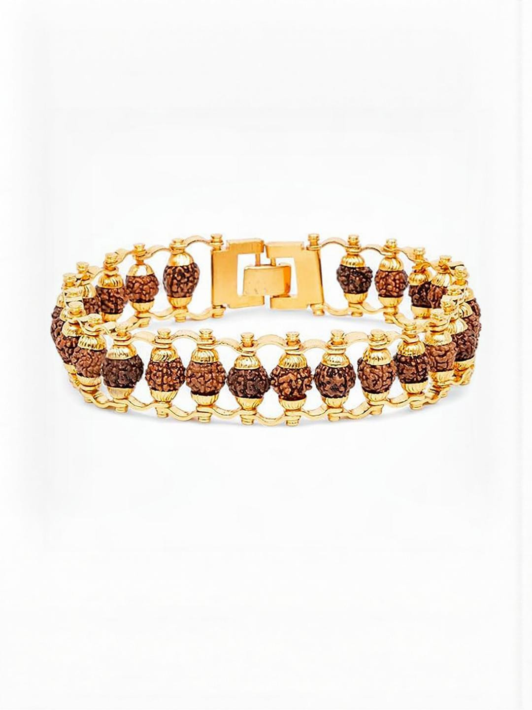 HEALINGGEMS Unisex Gold Plated Rudraksha Bracelet