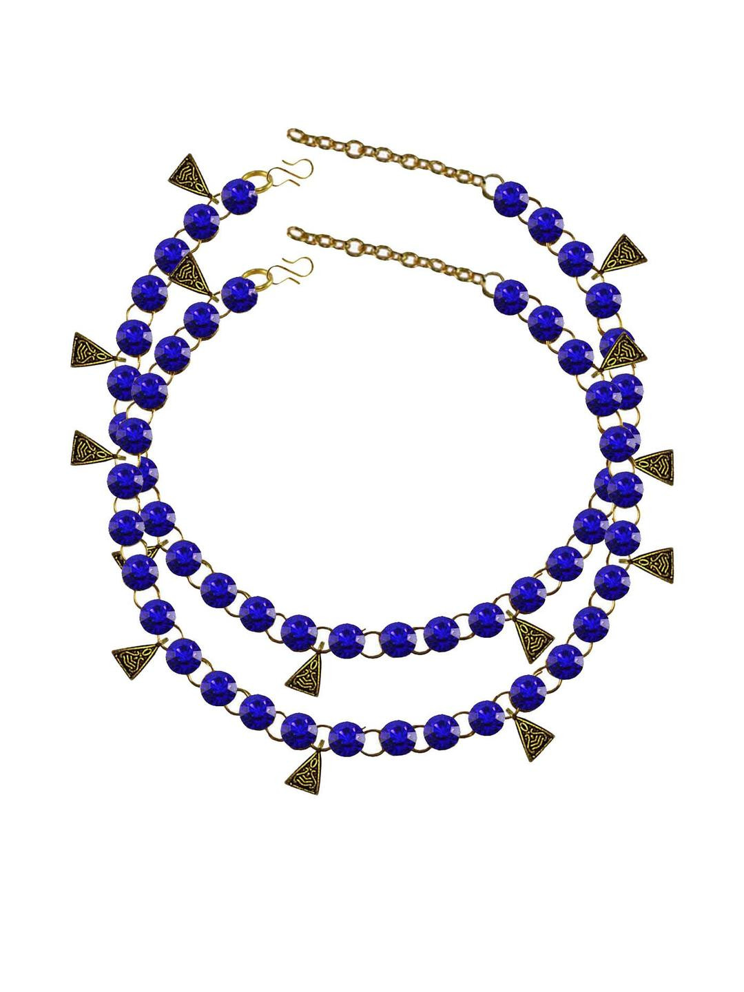 Vidhya Kangan Blue Stone Stud-Gold Plated Brass Anklet
