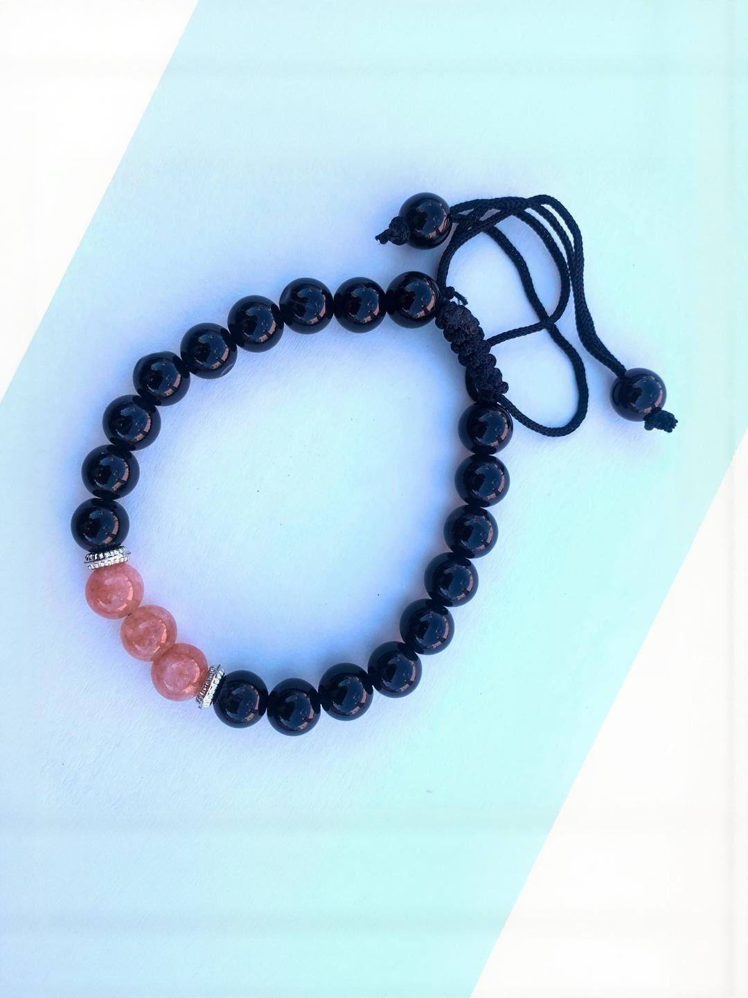 Apnisanskriti Unisex Black Onyx Shine Sun Stone Bracelet