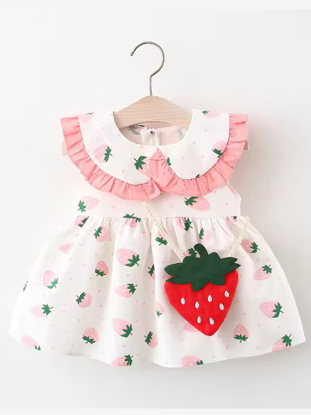 Bold N Elegant Fruit Print Sleeveless Dress With Bag