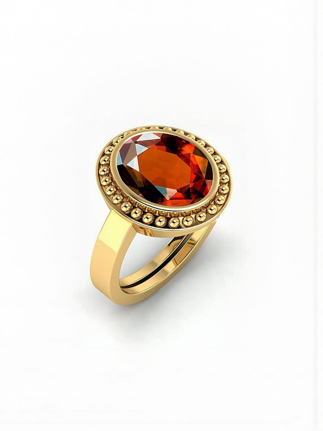 Sidharth Gems 9.25 Ratti 8.90 KT Gomed Hessonite Stone Adjustable Ring