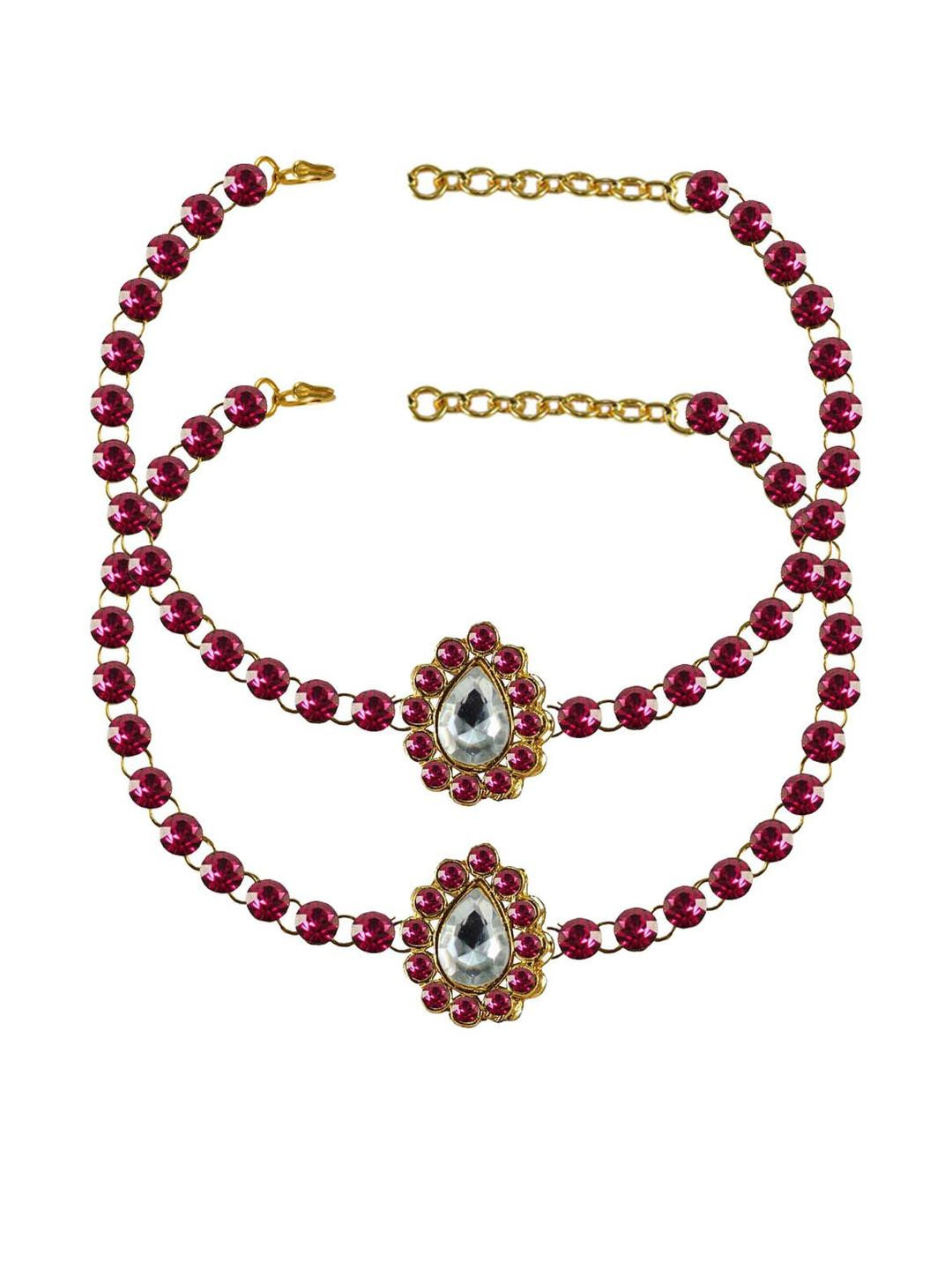 Vidhya Kangan Rani Stone Stud-Gold Plated Brass Anklet