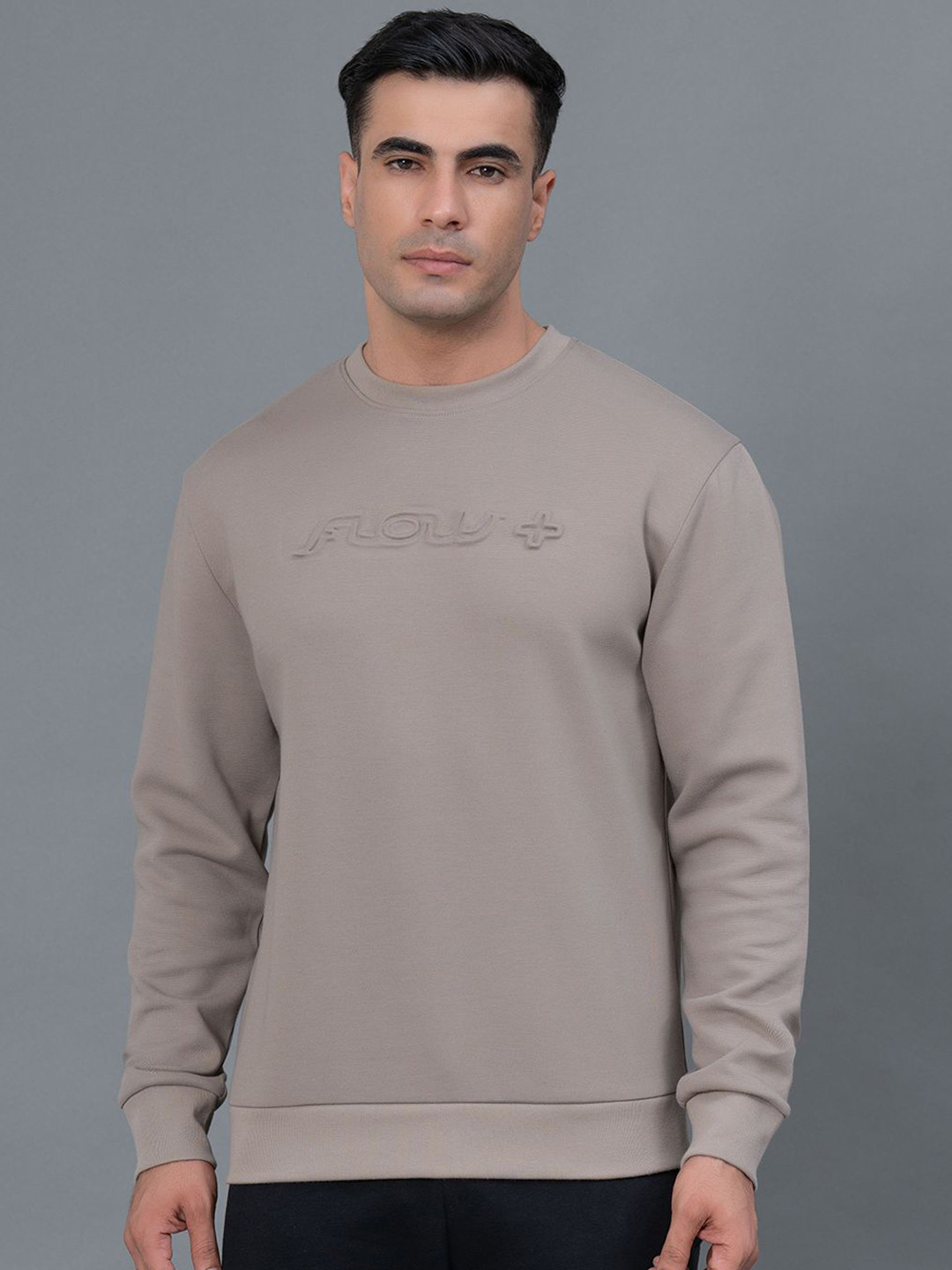 Red Tape Men Ribbed Pullover Sweatshirt