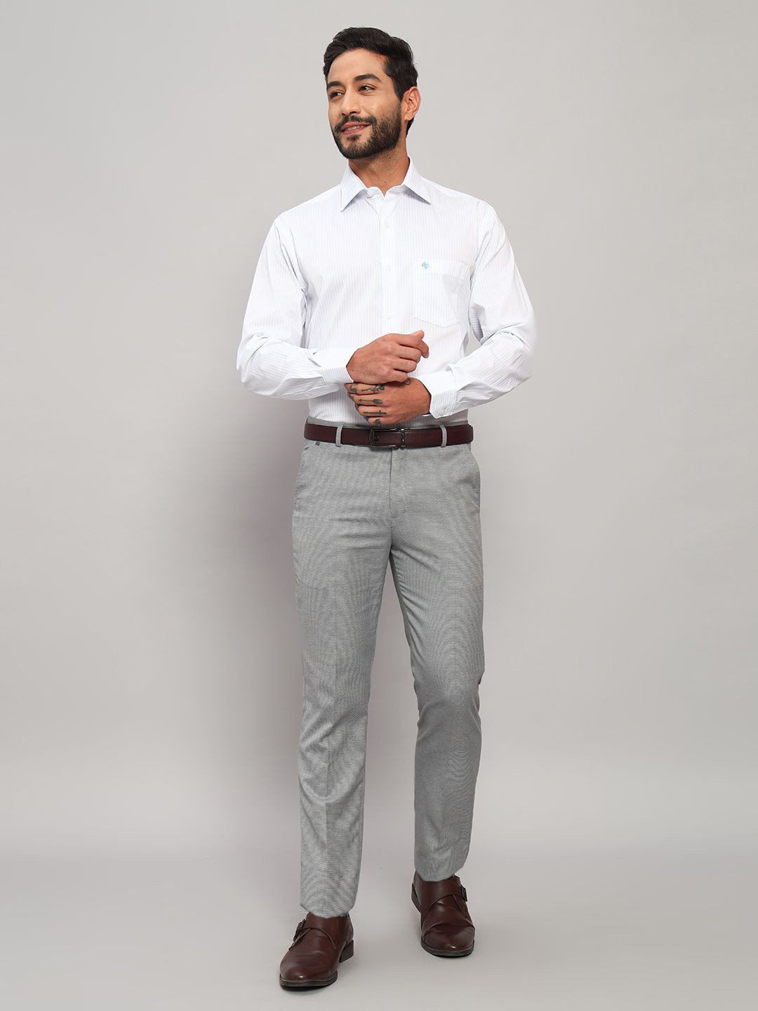 Cantabil Men Spread Coller Striped Regular Fit Shirt