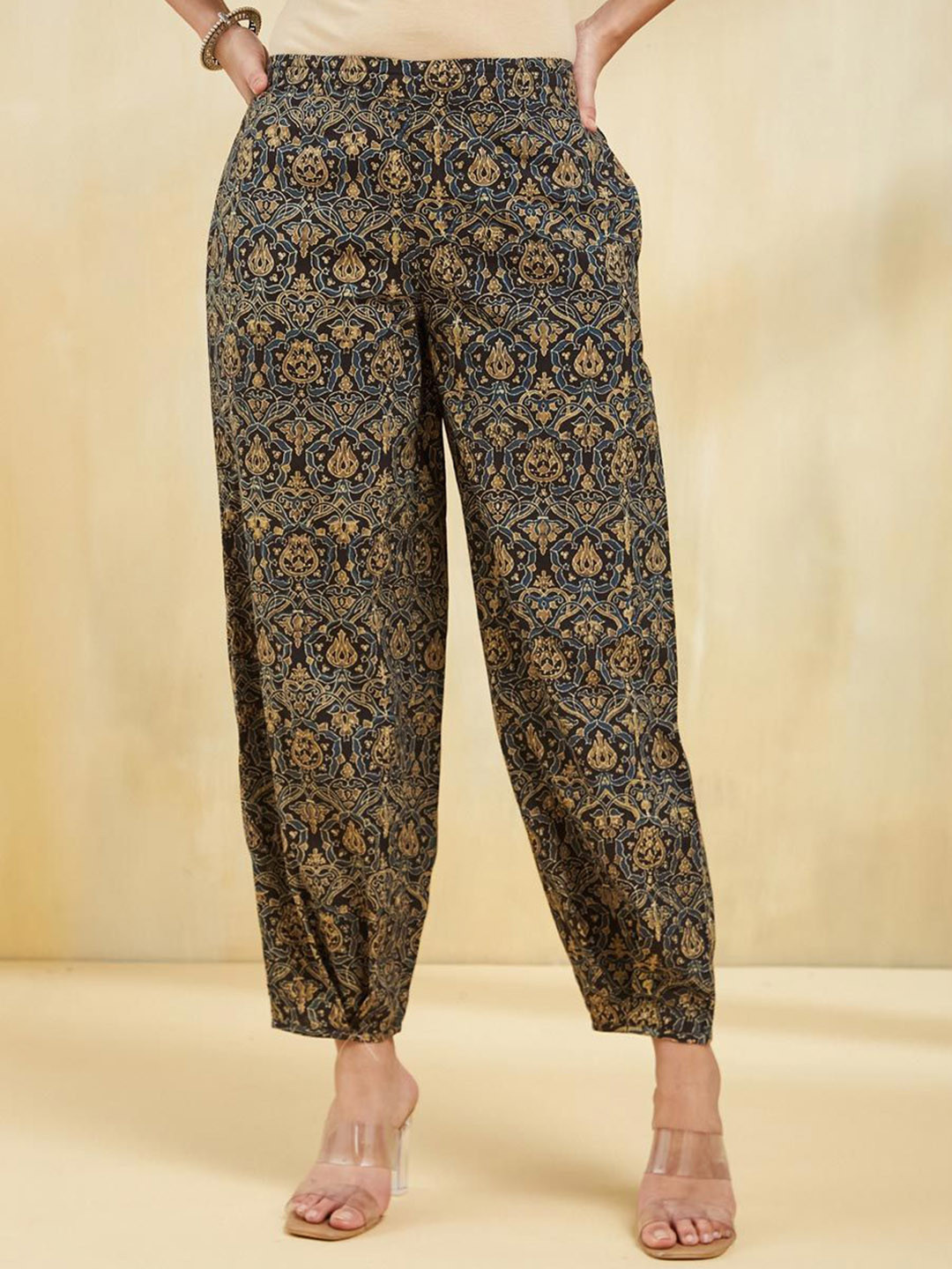 Fabindia Black Cotton Ajrakh Printed Salwar