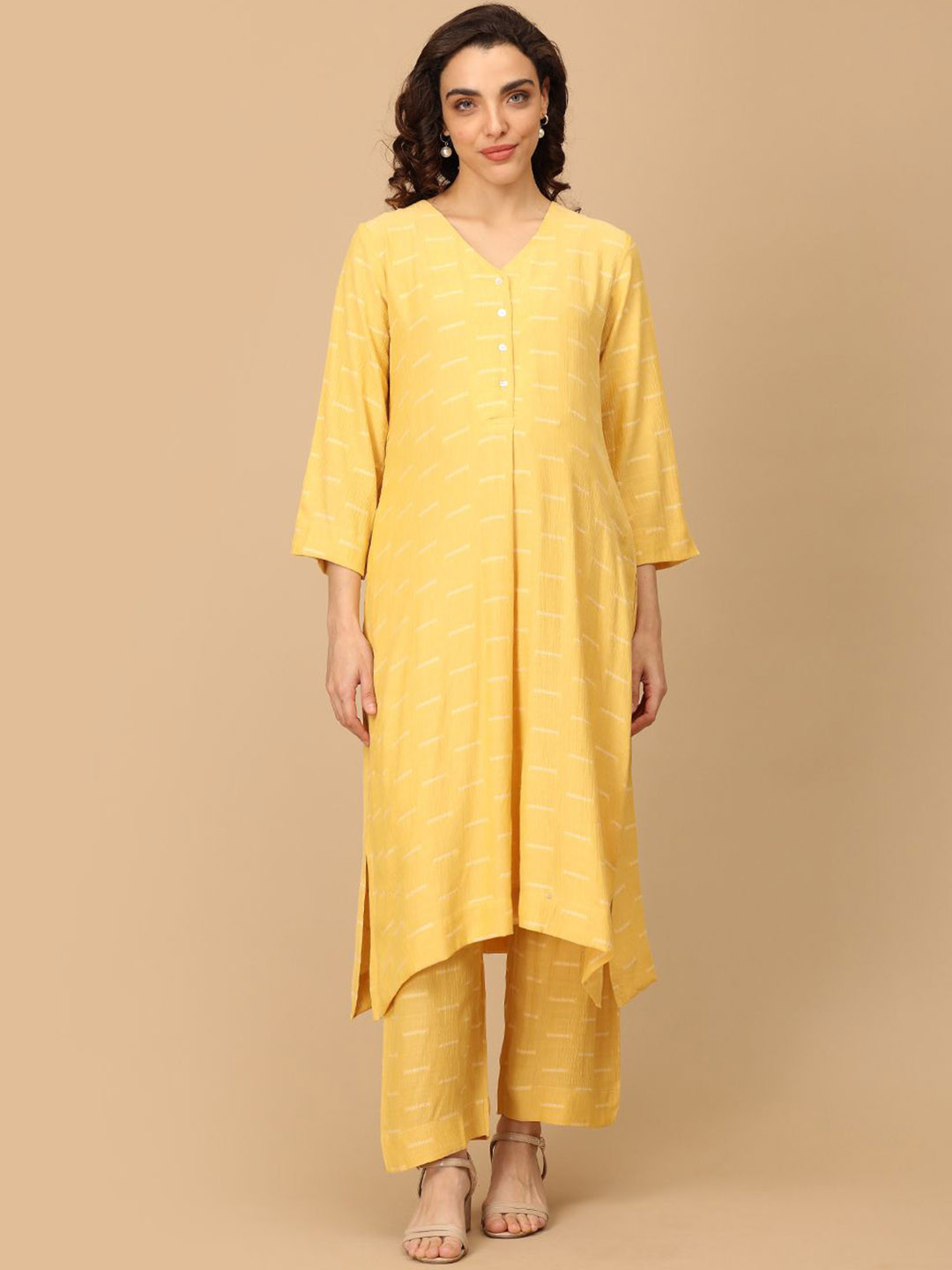 The Mom Store Hello Sunshine Maternity Embroidered V-Neck Tunic With Trouser