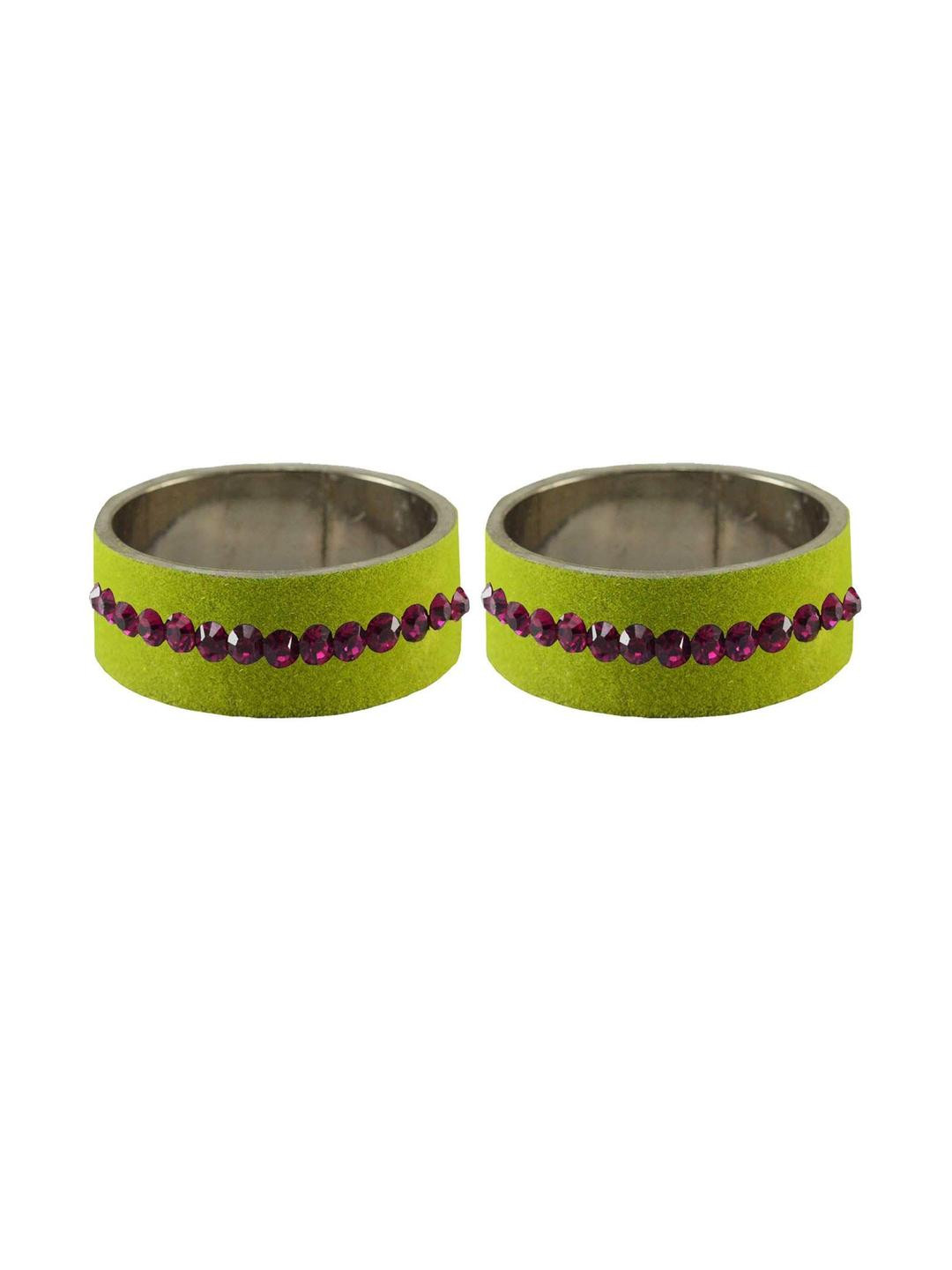 Vidhya Kangan Light Green Stone Stud Brass Bangle