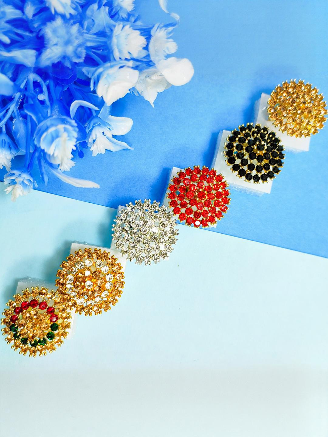 DIVYANSHI COLLECTION Pack Of 6 AD Studded Silver Plated Rings