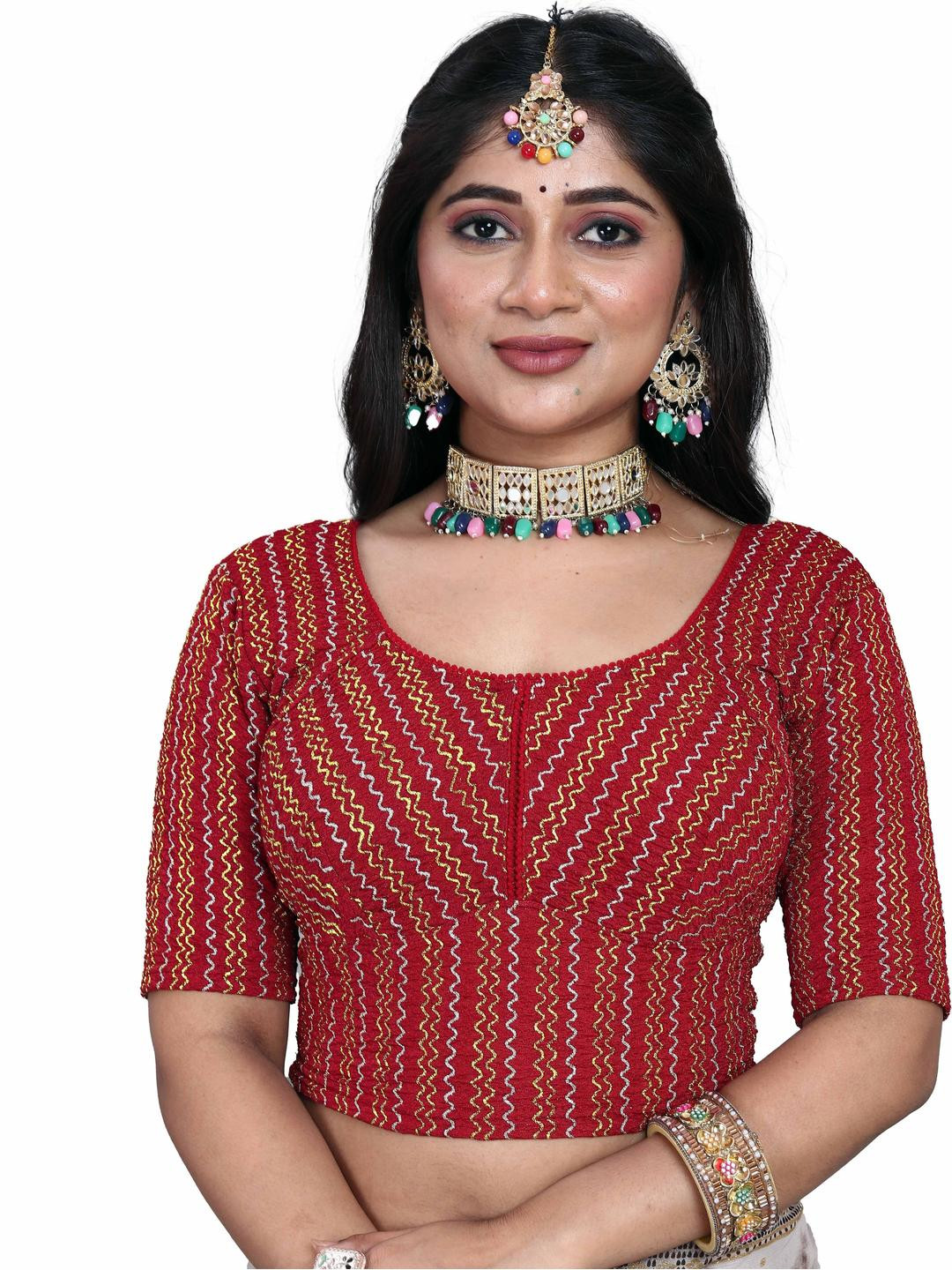 PU FASHION Women Printed Festive Saree Blouse