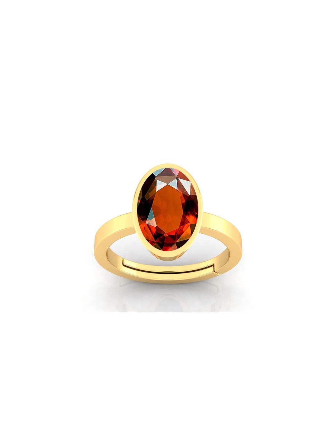 Pranjal Gems Unisex 11.25 Gold Ratti Gomed/Hessonite Garnet Finger Ring