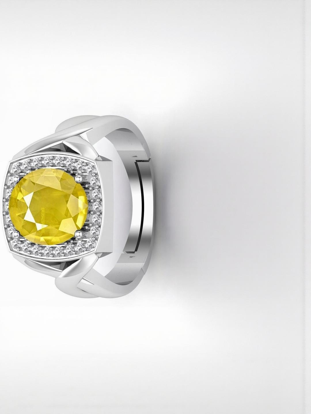 Sidharth Gems 6.25 Ratti 5.00 KT Yellow Sapphire Pukhraj Gemstone Ring
