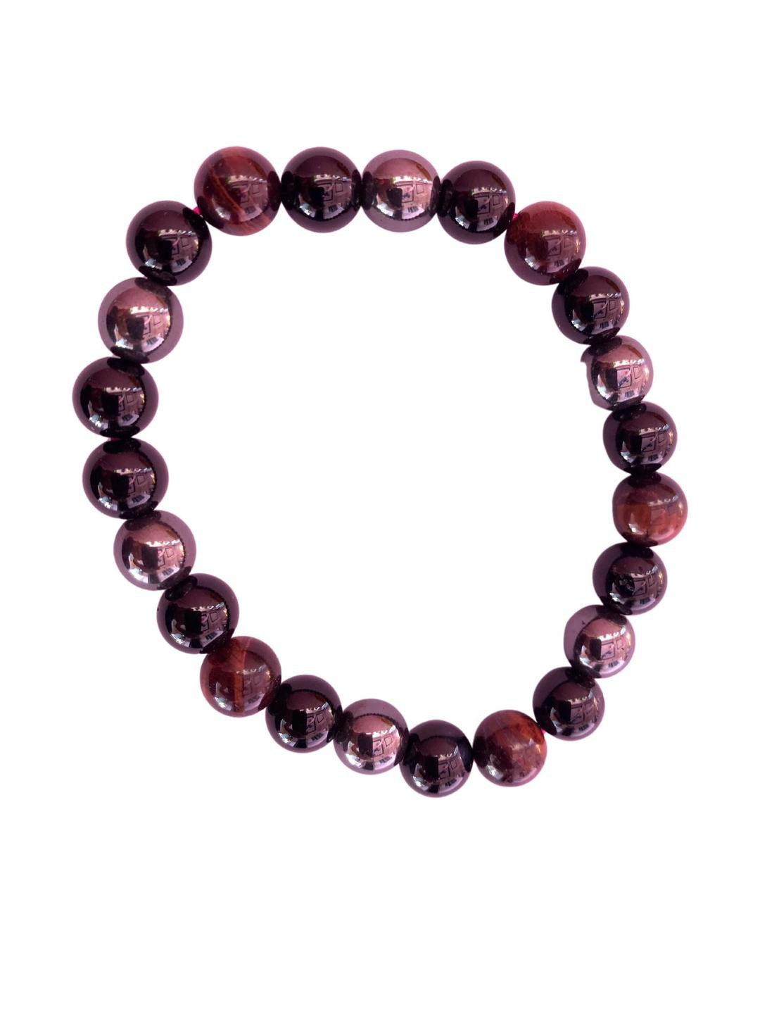 Apnisanskriti Unisex Hematite Red Tiger Eye Black Onyx Stone Bracelet