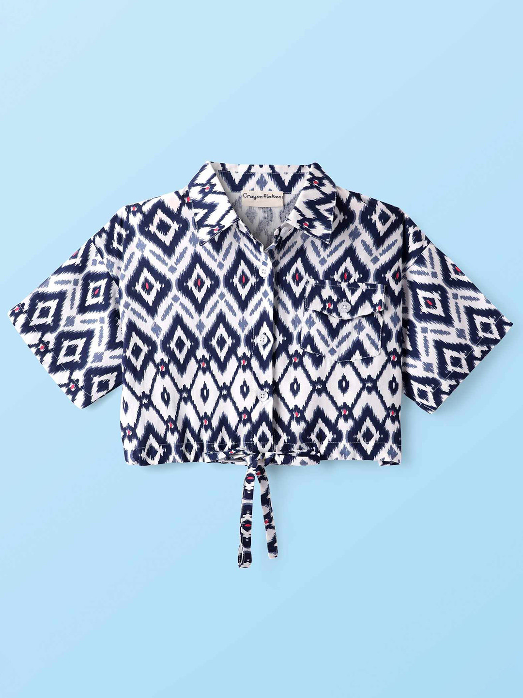 CrayonFlakes Girls Print Half Sleeves Crop Top
