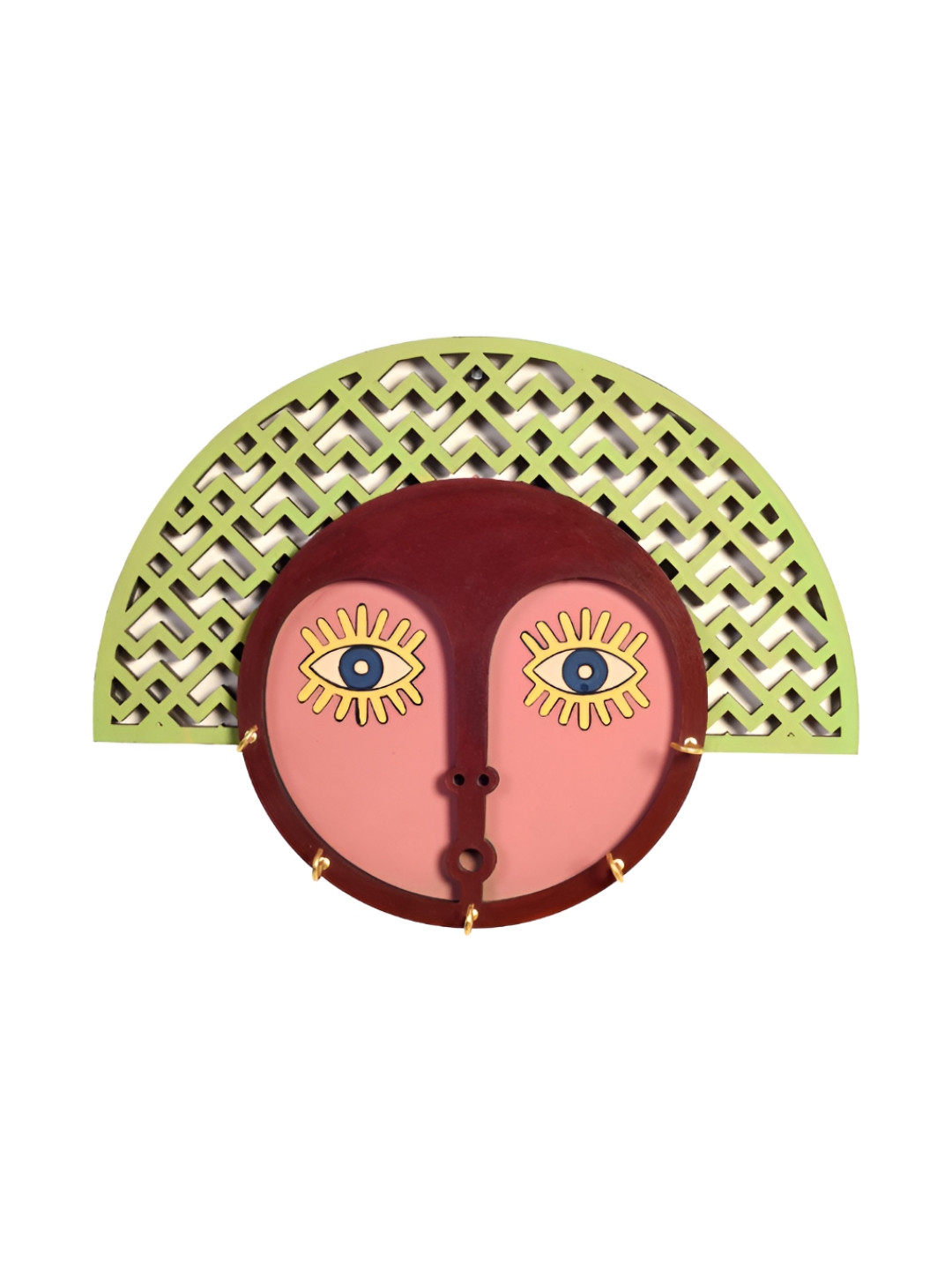 AAKRITI ART CREATIONS Pink & Yellow Isabella Tiki Mask Key Hanger